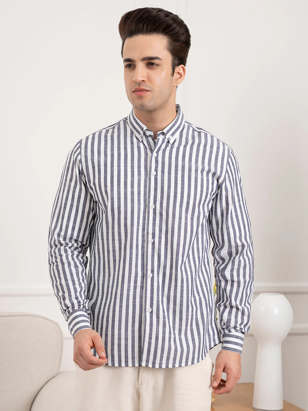 Men’s Striped Cotton Shirt for Casual Everyday Style - Image 7