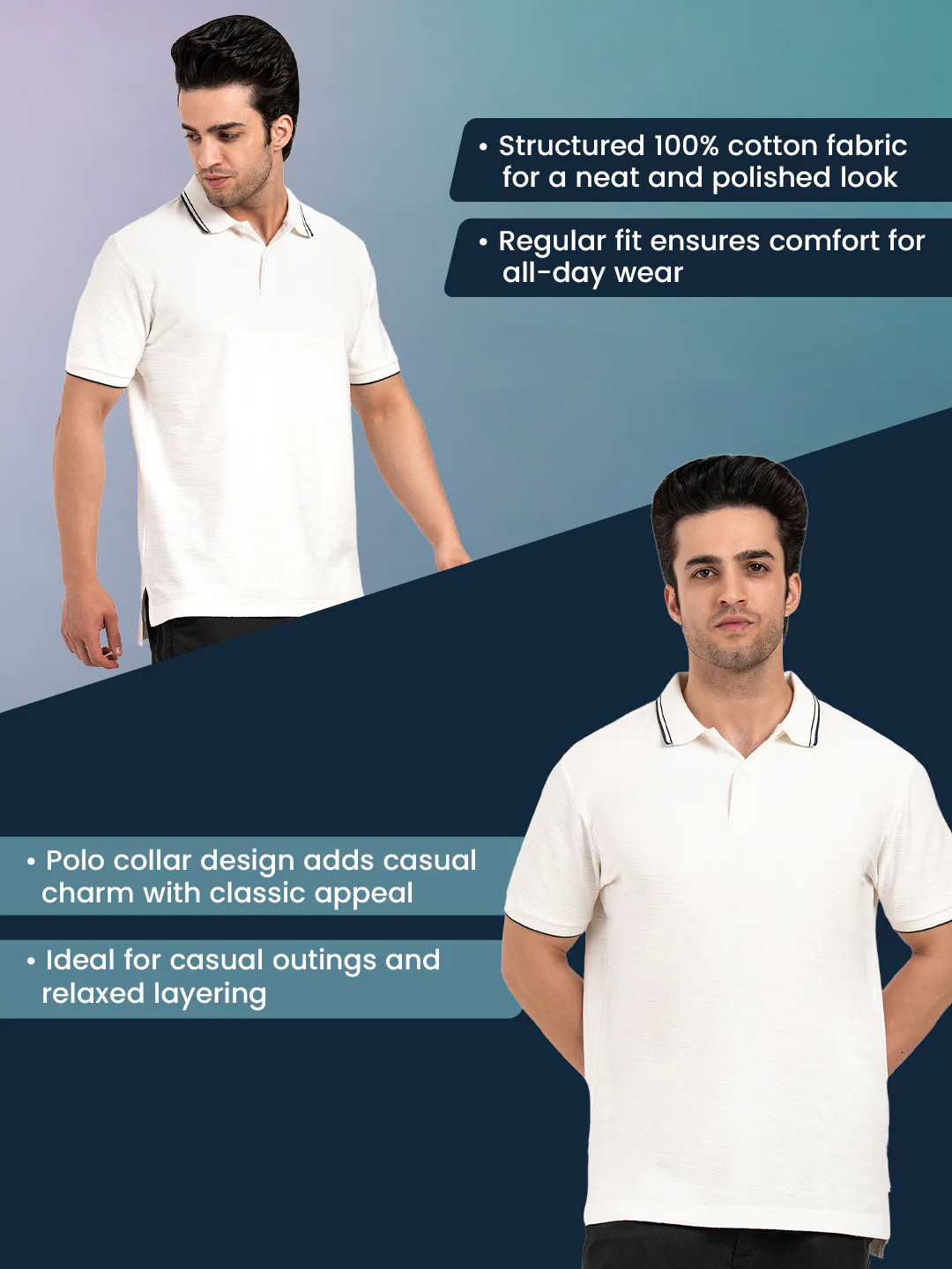 Men’s Structured Cotton Polo T-Shirt - Image 2