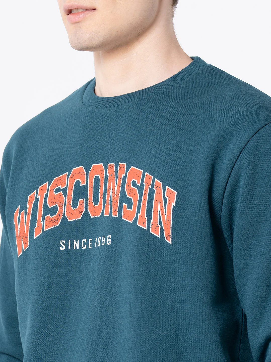 Men's Teal Graphic Print Sweatshirt - Image 4