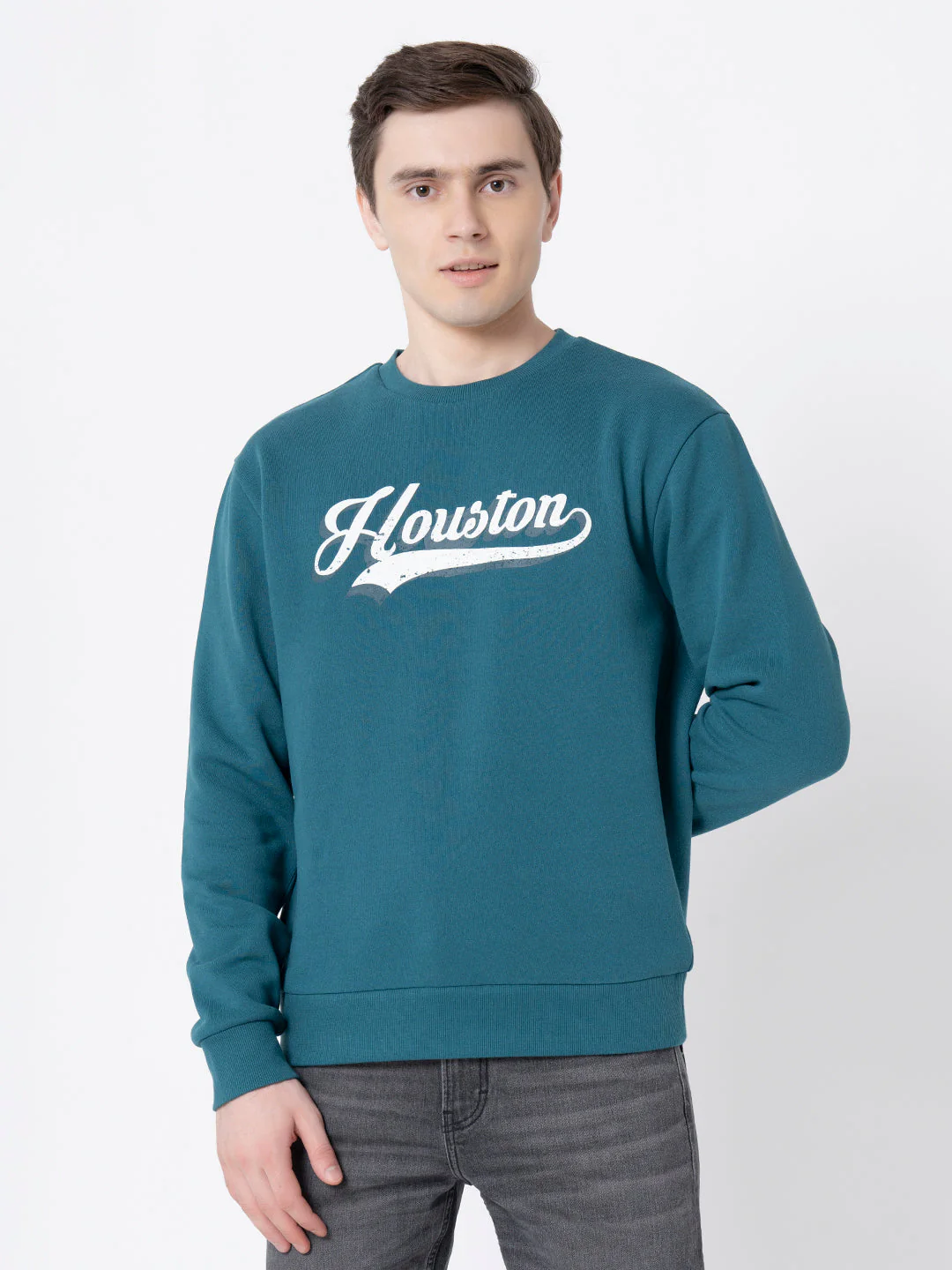 Men's Turquoise Graphic Print Sweatshirt