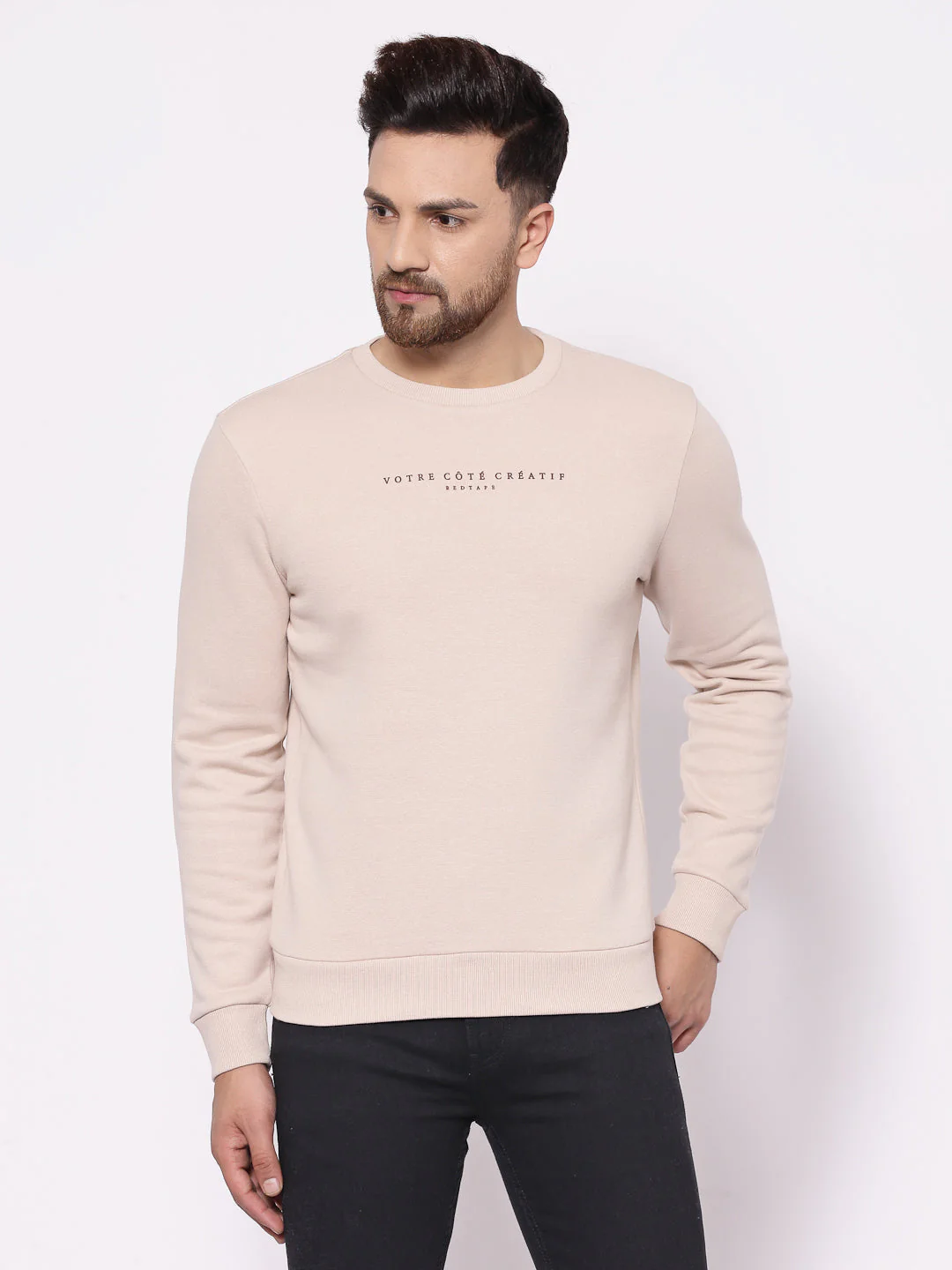 Men's Typographic Beige Sweatshirt