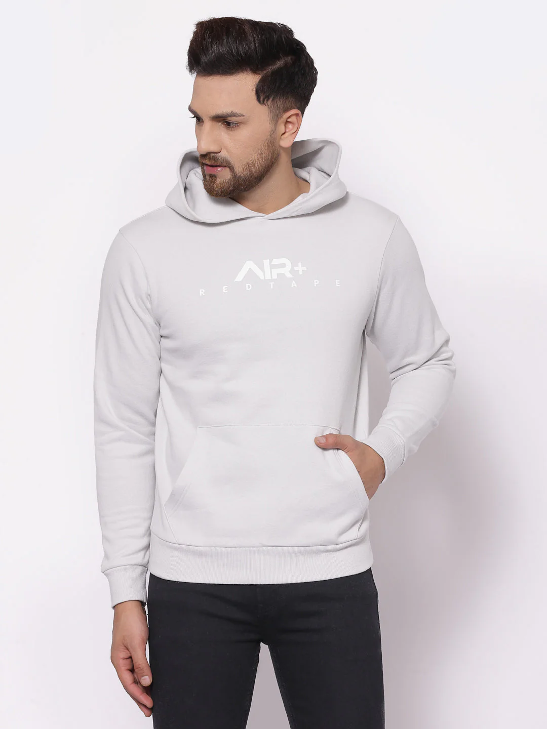Men's Typographic Light Grey Hoodies