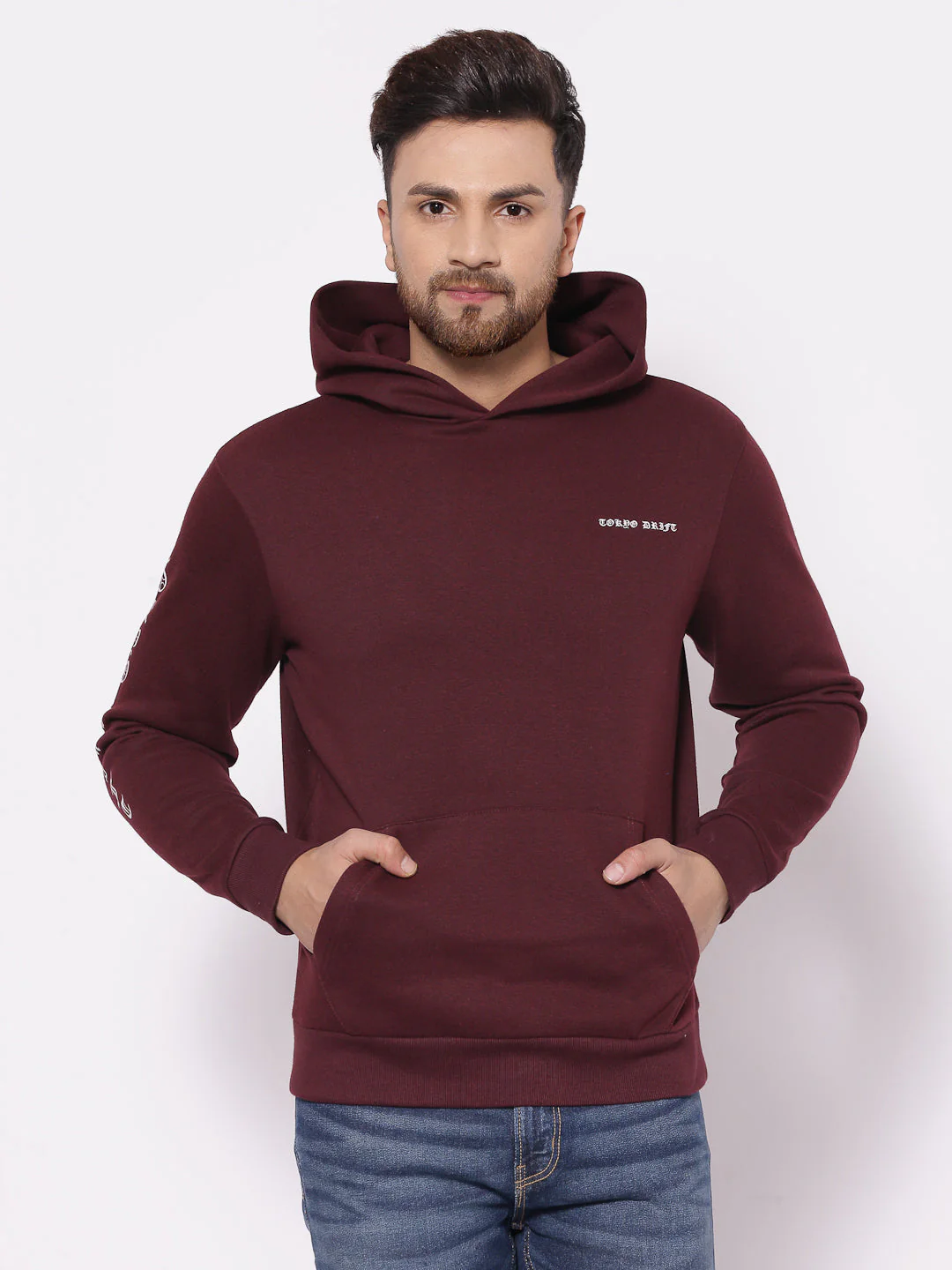Men's Typographic Maroon Hoodies