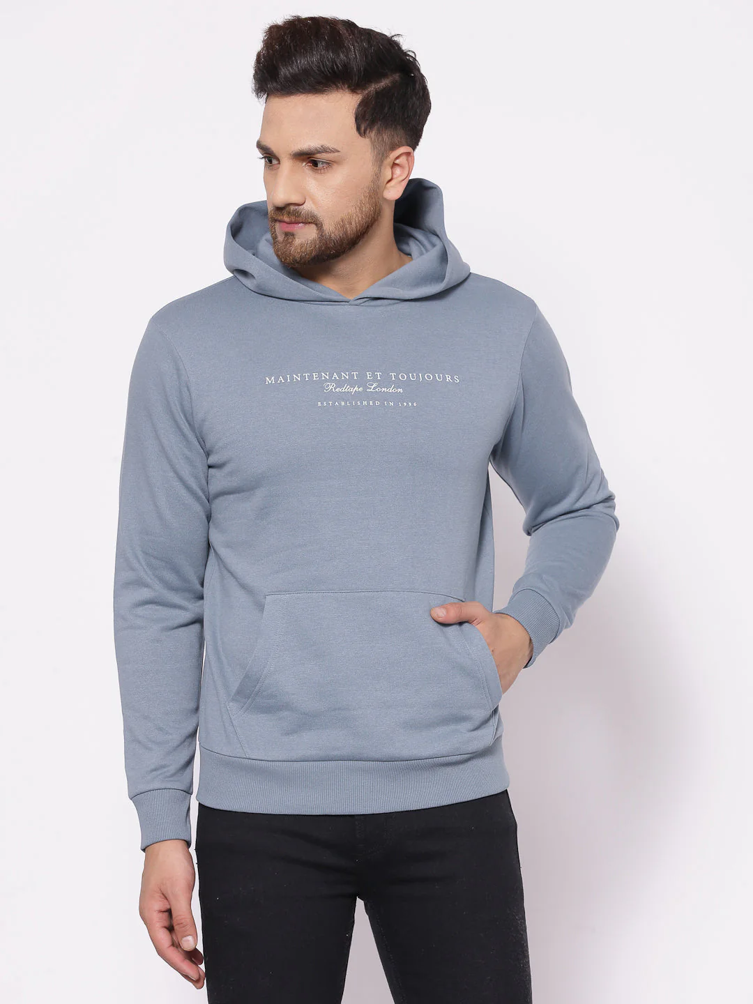 Men's Typographic Turq Blue Hoodies