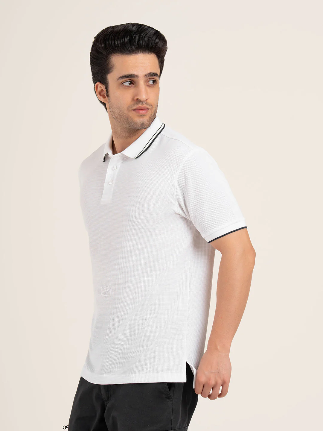 Men’s Waffle Structure Polo T-Shirt - Image 4