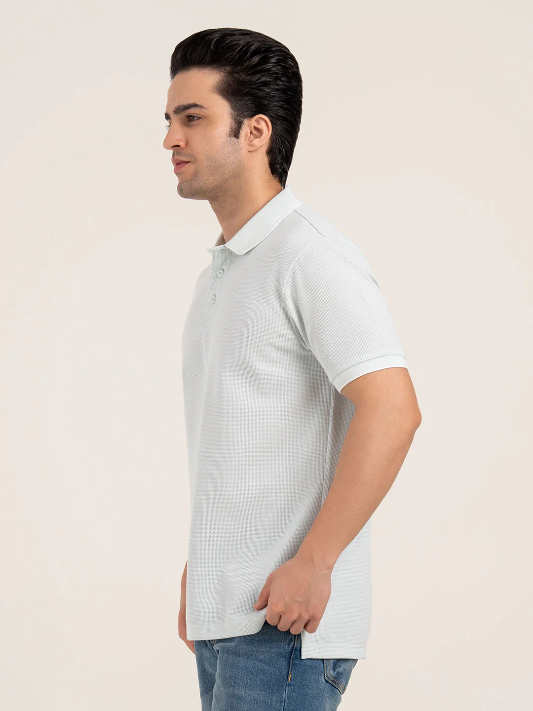 Men’s Waffle Structure Polo T-Shirt - Image 4