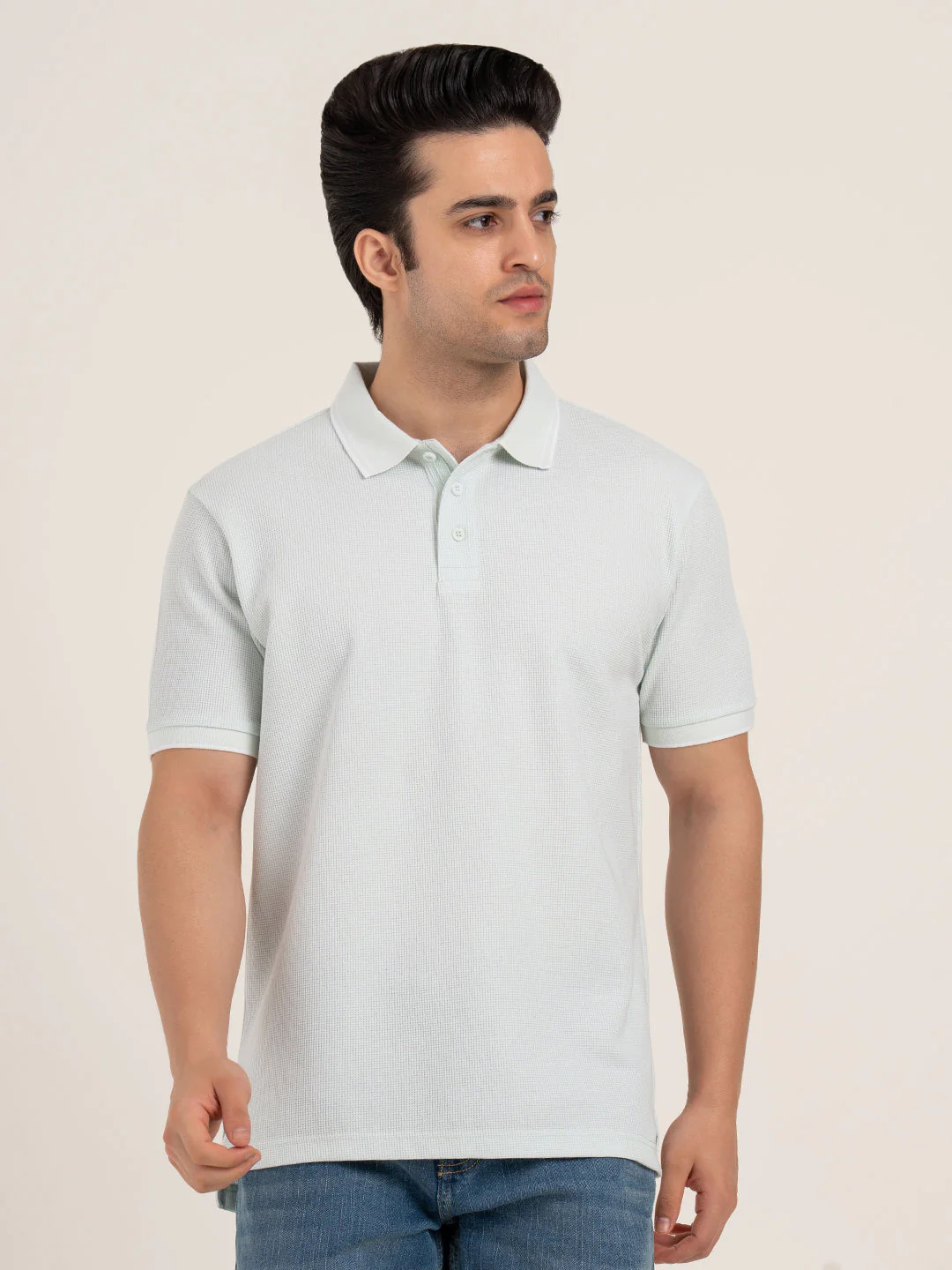 Men’s Waffle Structure Polo T-Shirt - Image 9