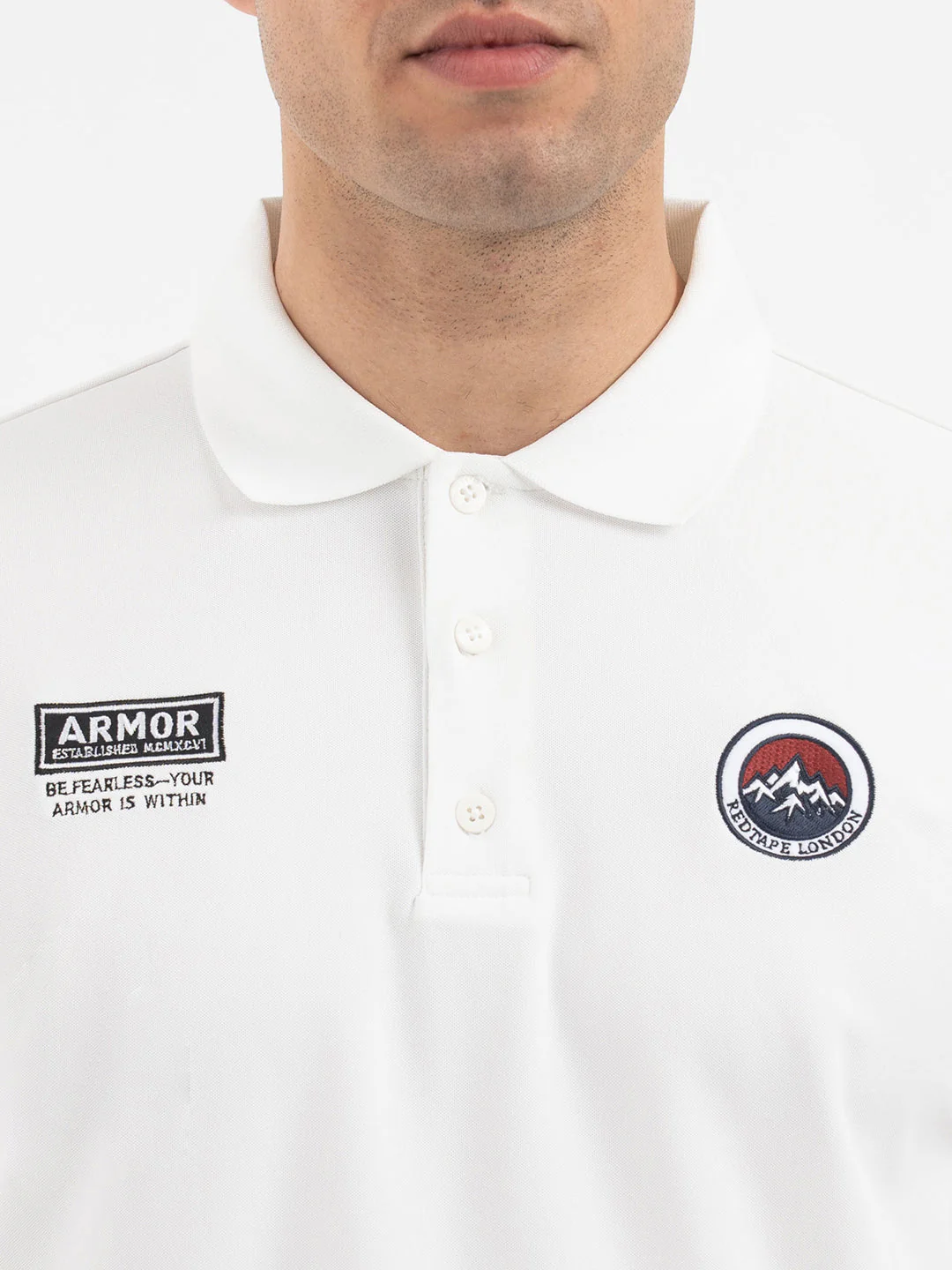 Red Tape Men’s White Polo T-Shirt - Image 4
