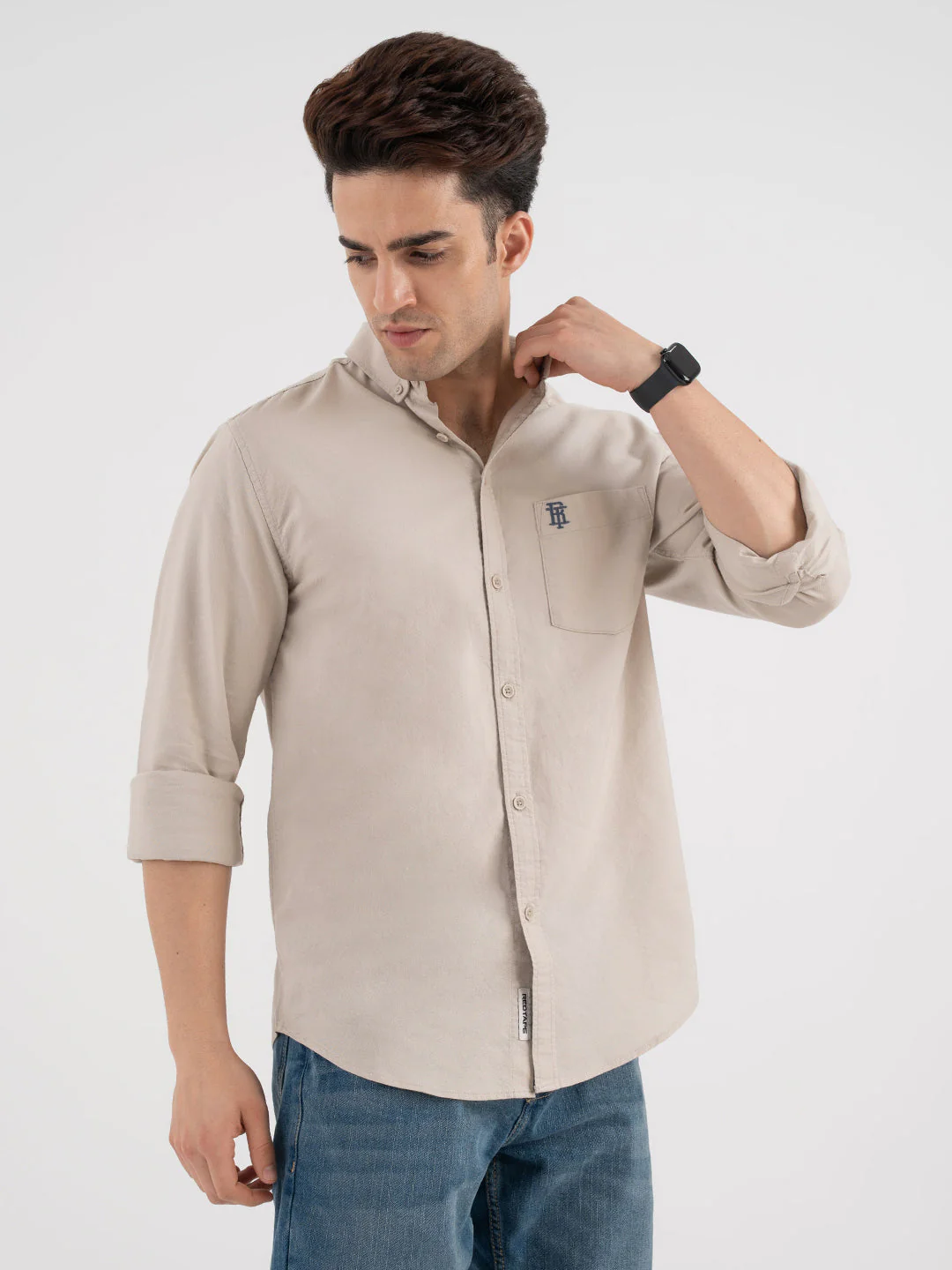 Red Tape Men’s Sand Oxford Casual Shirt - Image 6