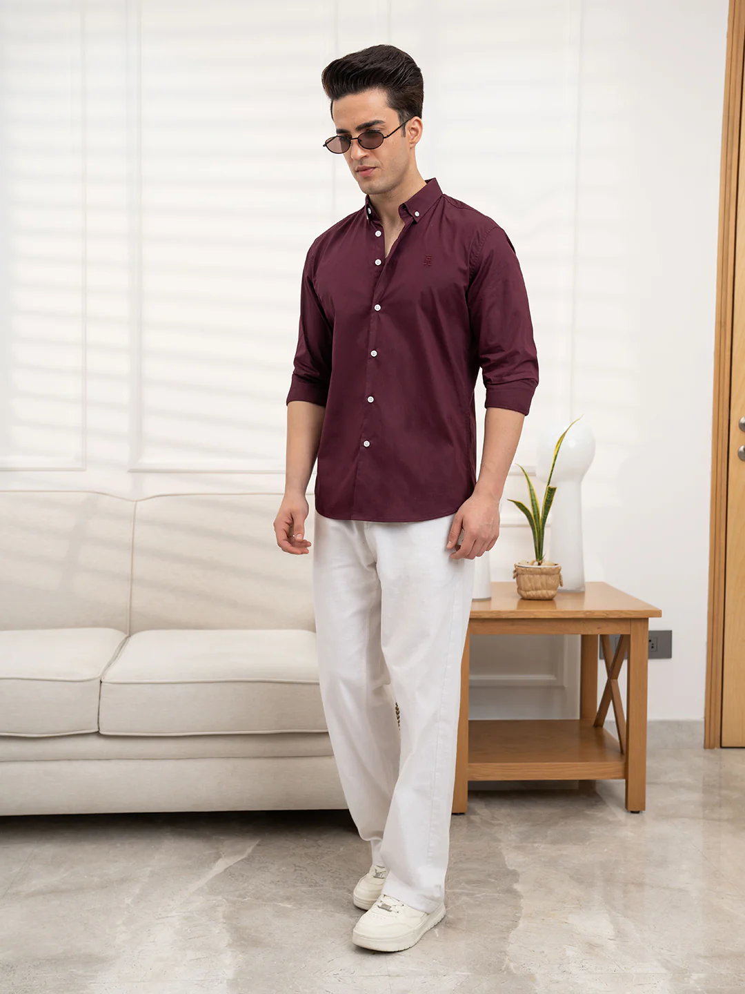 Mens Full Sleeve Poplin Solid Shirt