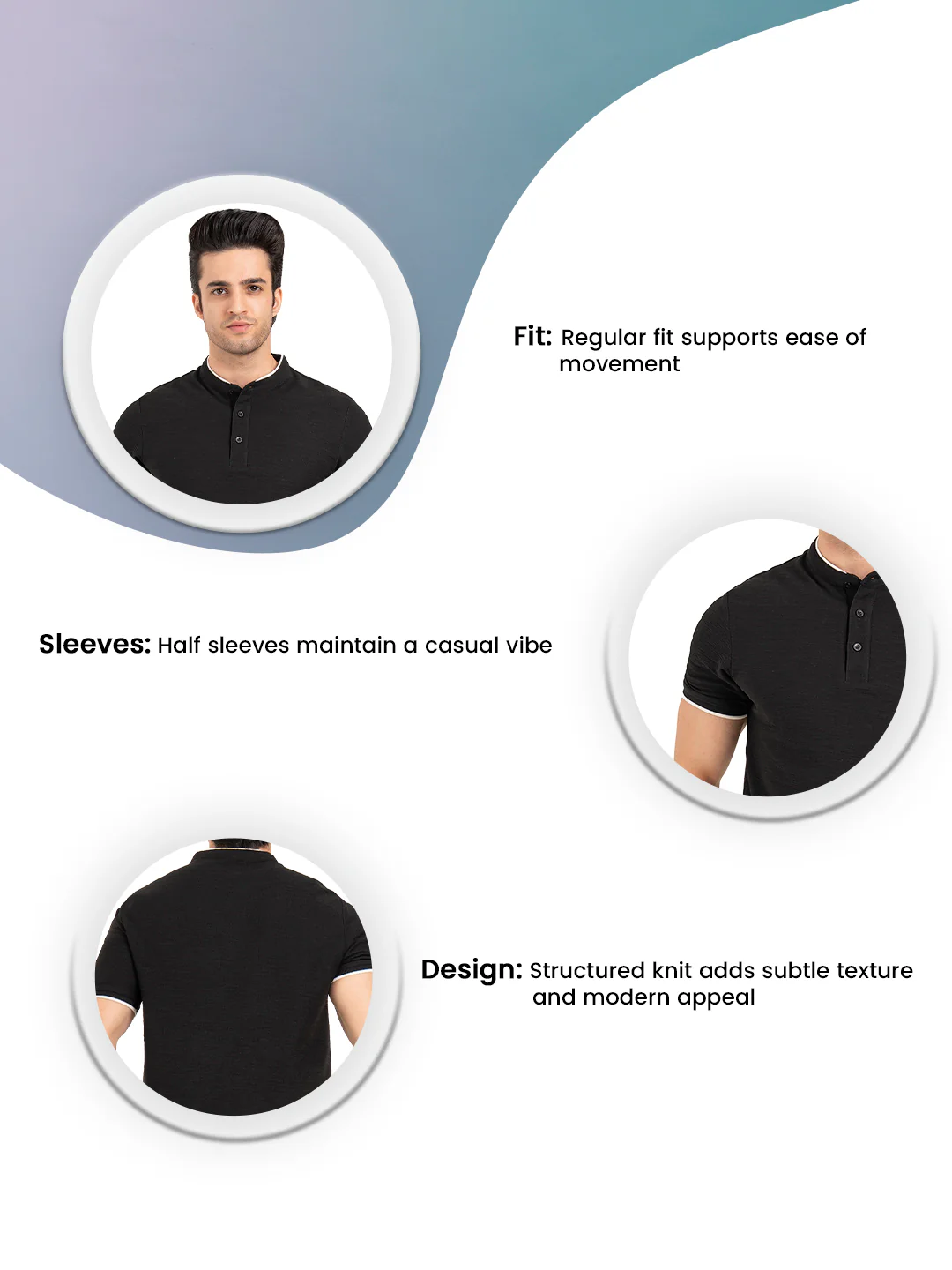 Men’s Structure Henley T-Shirt - Image 3