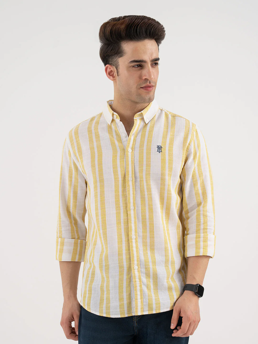 Men’s Yellow Casual Stripe Shirt