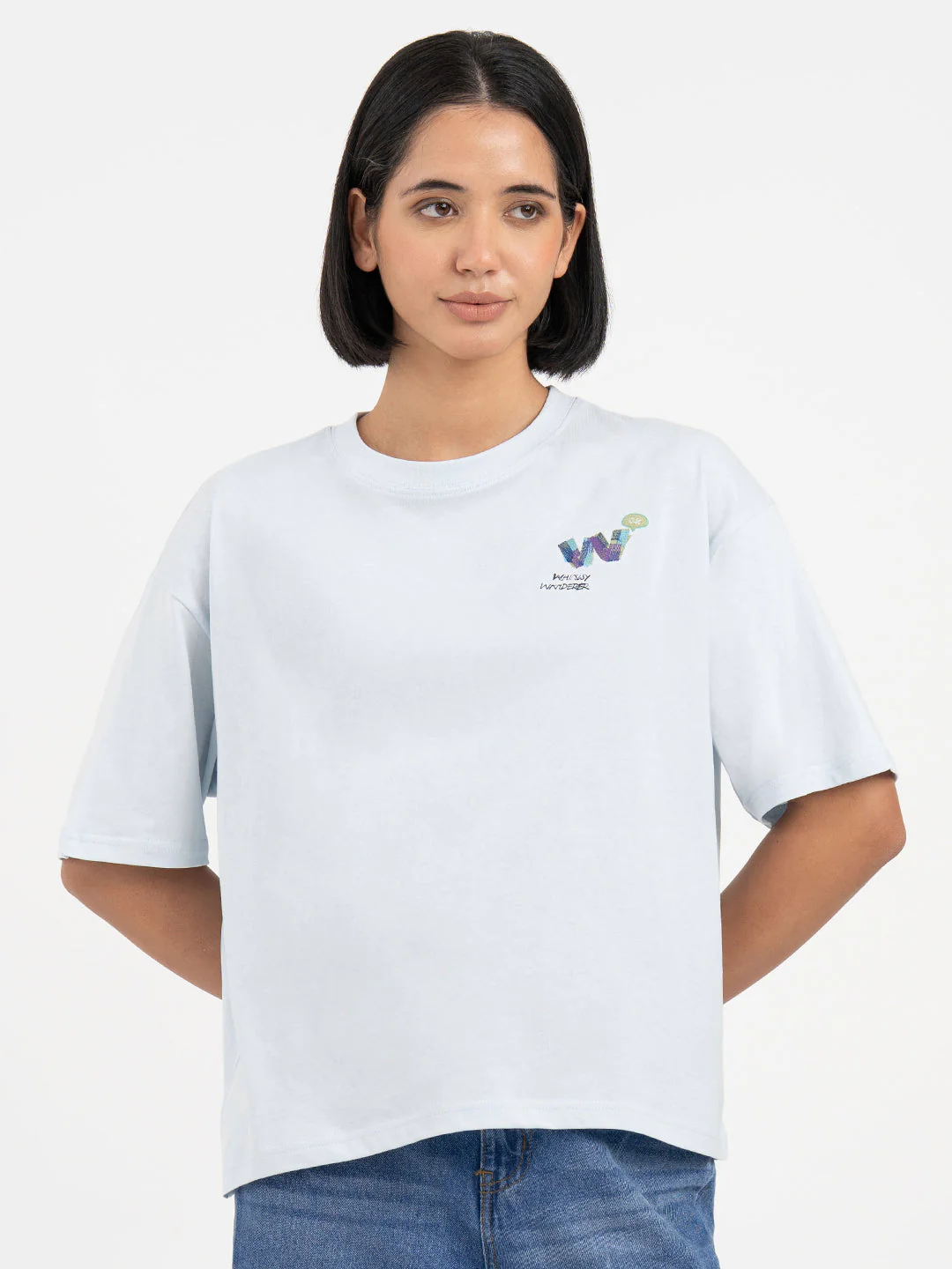 Navy and White T-Shirt for Women - Image 2