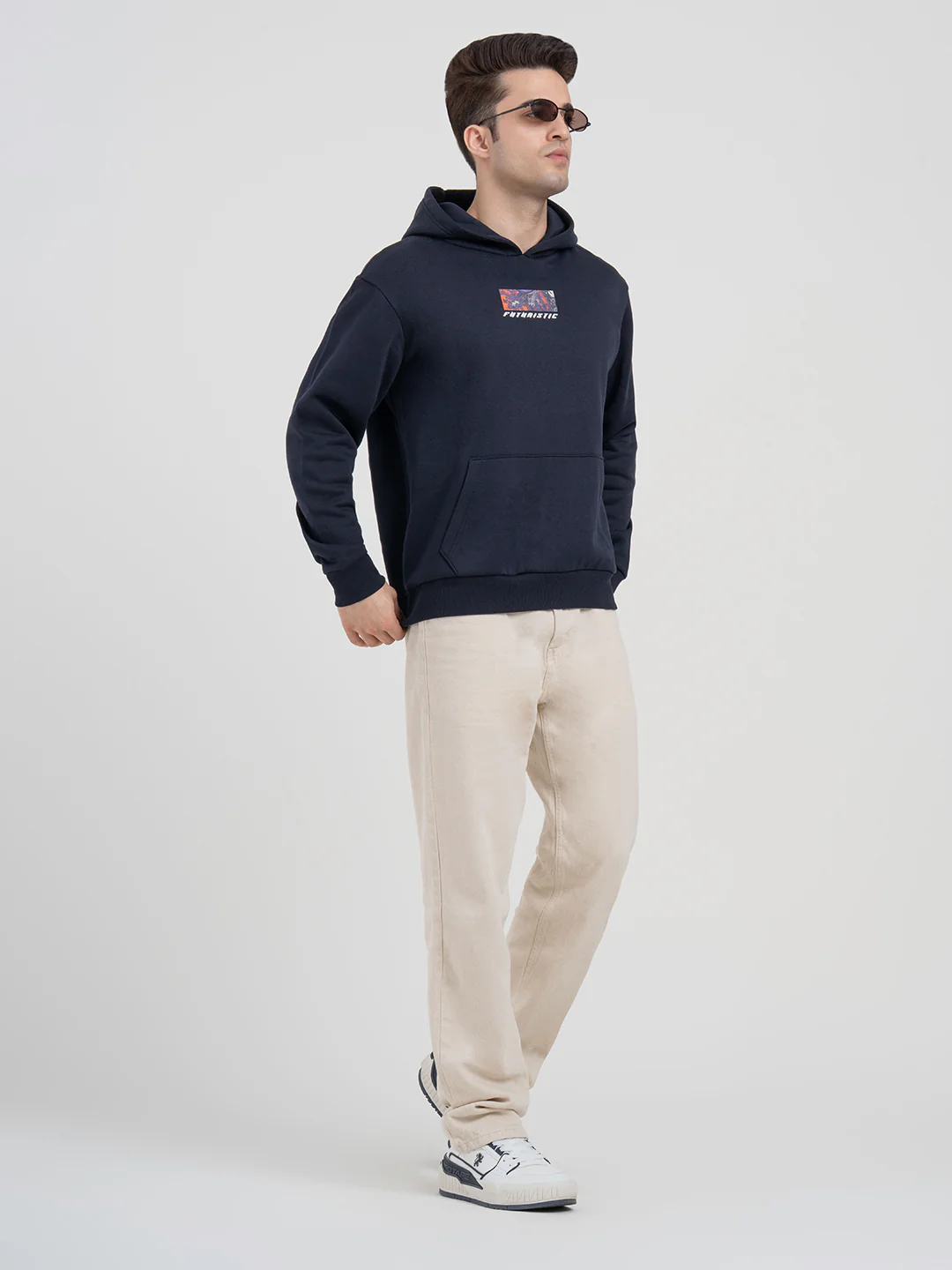 Navy Graphic Winter Hoodie for Men | Casual Winter Comfort