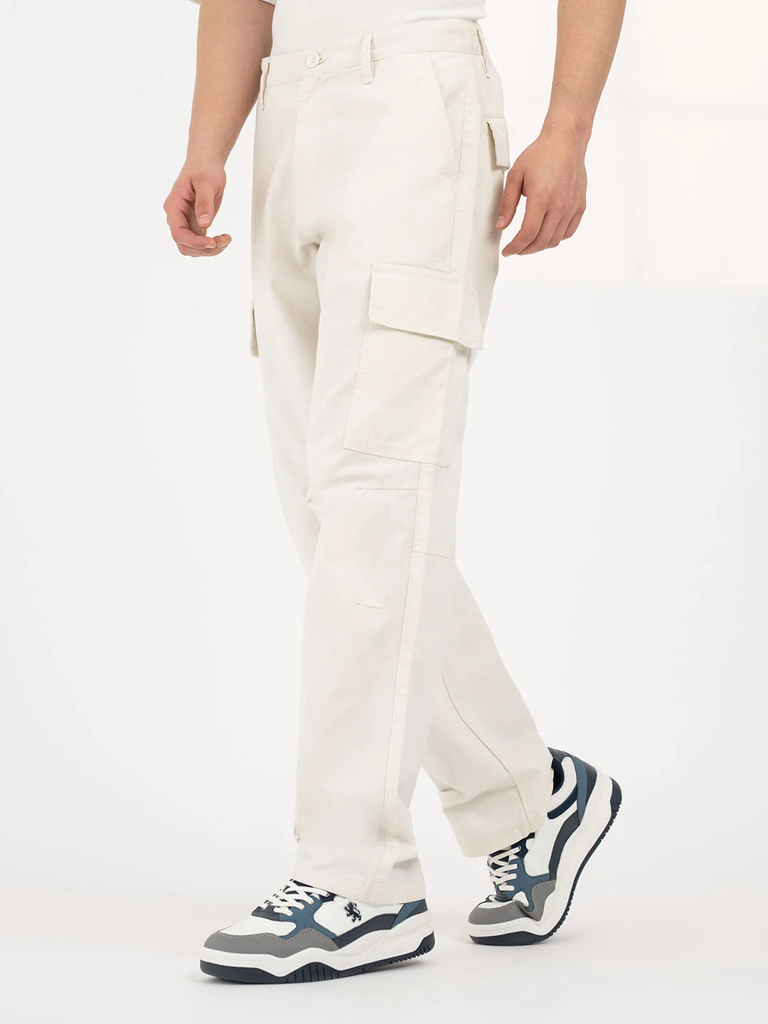 Off White Cargo Trousers for Men | Everyday Casual Wear - Image 2