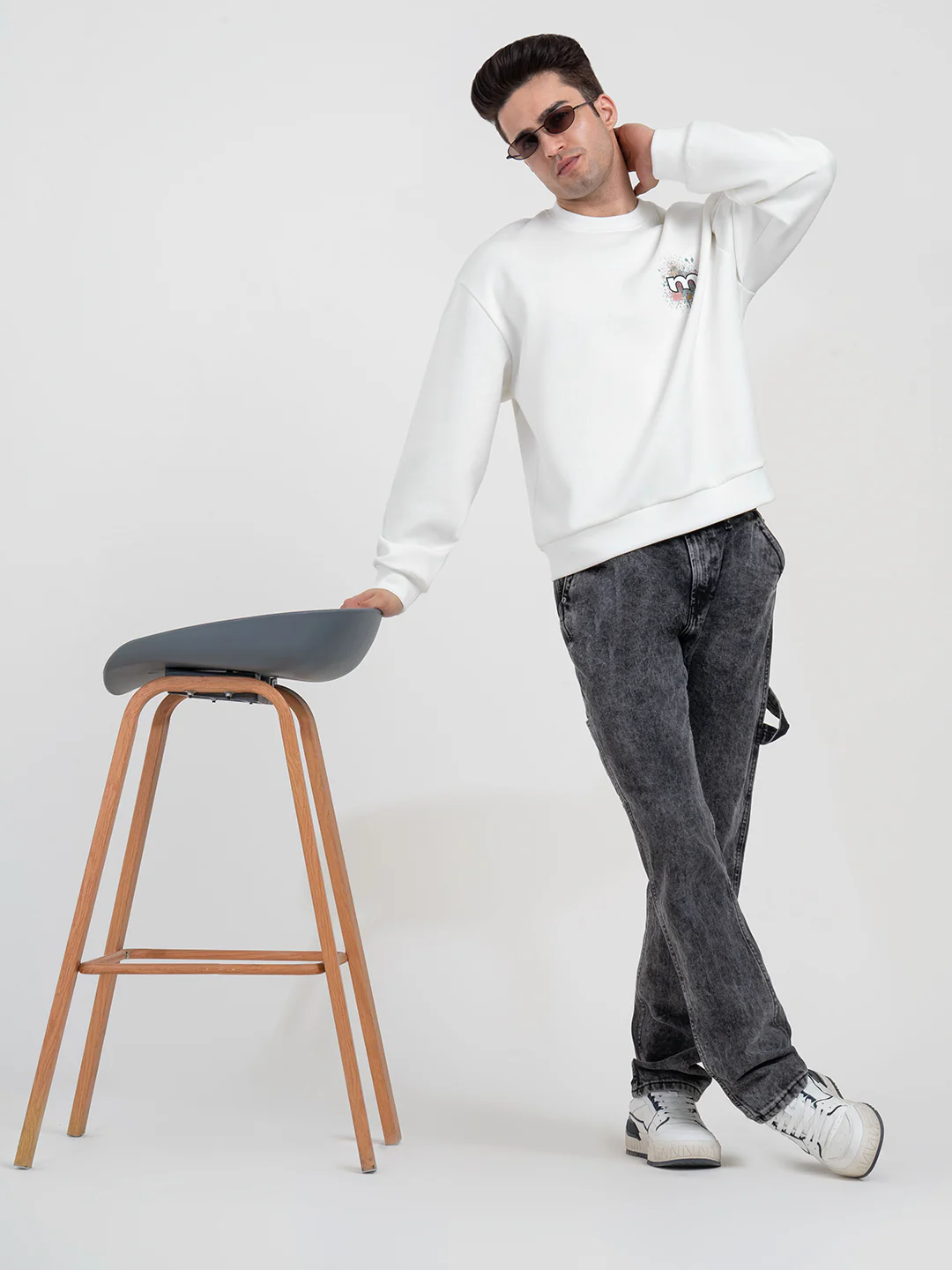 Off White Graphic Print Sweatshirt For Men | Comfortable With Stylish Design