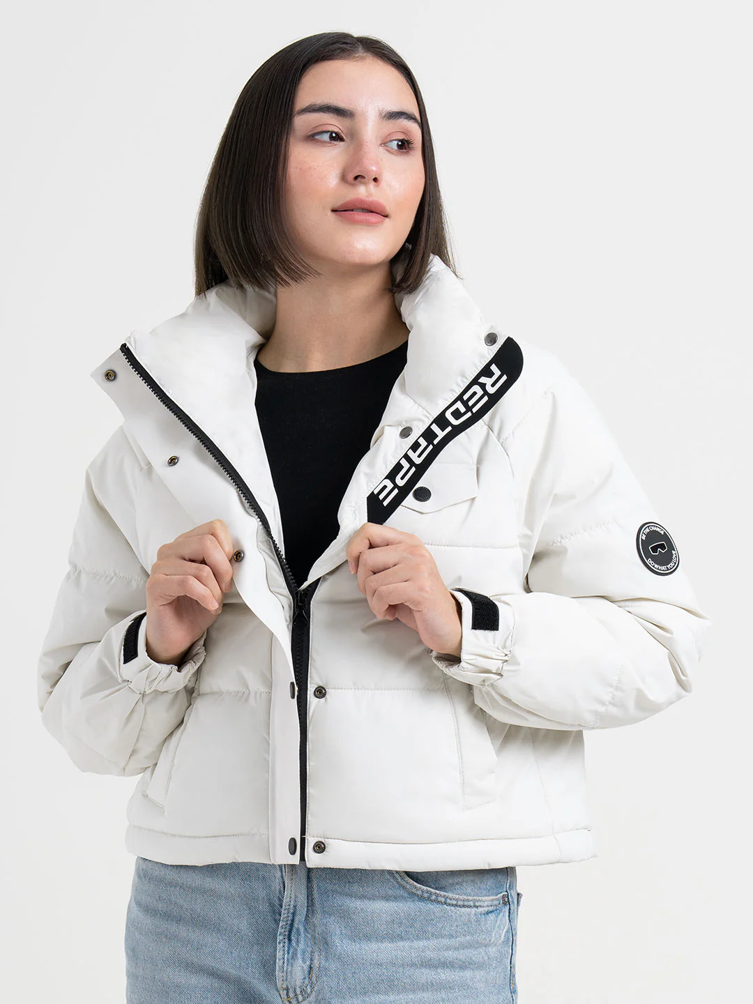 Off-White Hooded Puffer Jacket for Women | Everyday Winter Comfort - Image 2