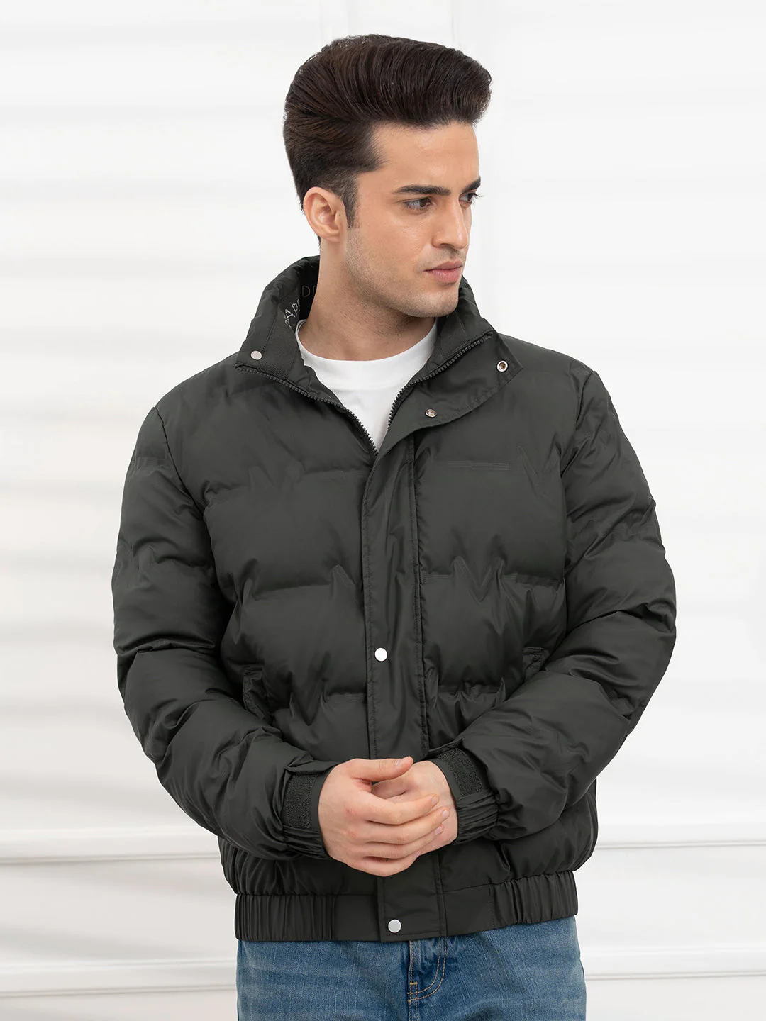 Olive Men's Heatseal Padded Jacket | All-Season Winter Protection - Image 2