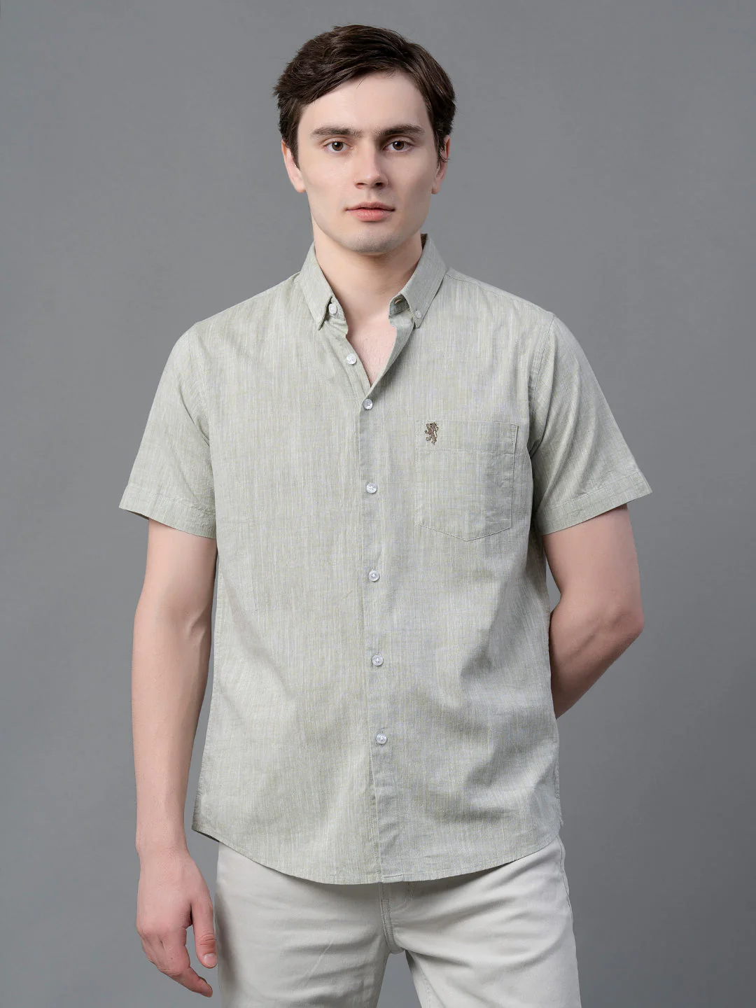 Olive Solid Shirt for Men