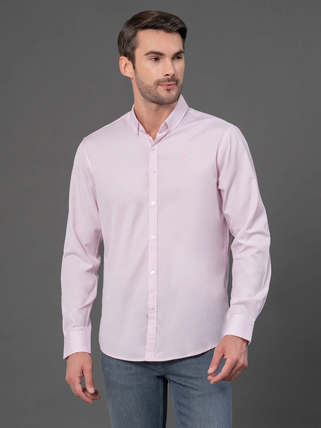 Pastel Pink Dobby Shirt for Men