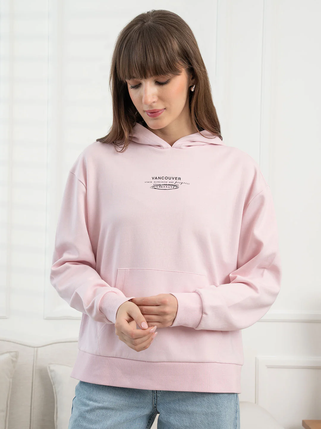 Pastel Pink Hoodie for Women