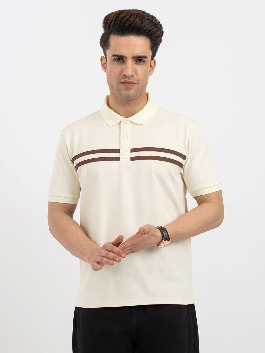 Red Tape Pastel Yellow Polo T-Shirt for Men
