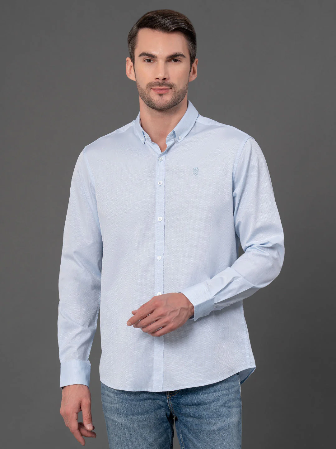 Powder Blue Dobby Shirt for Men