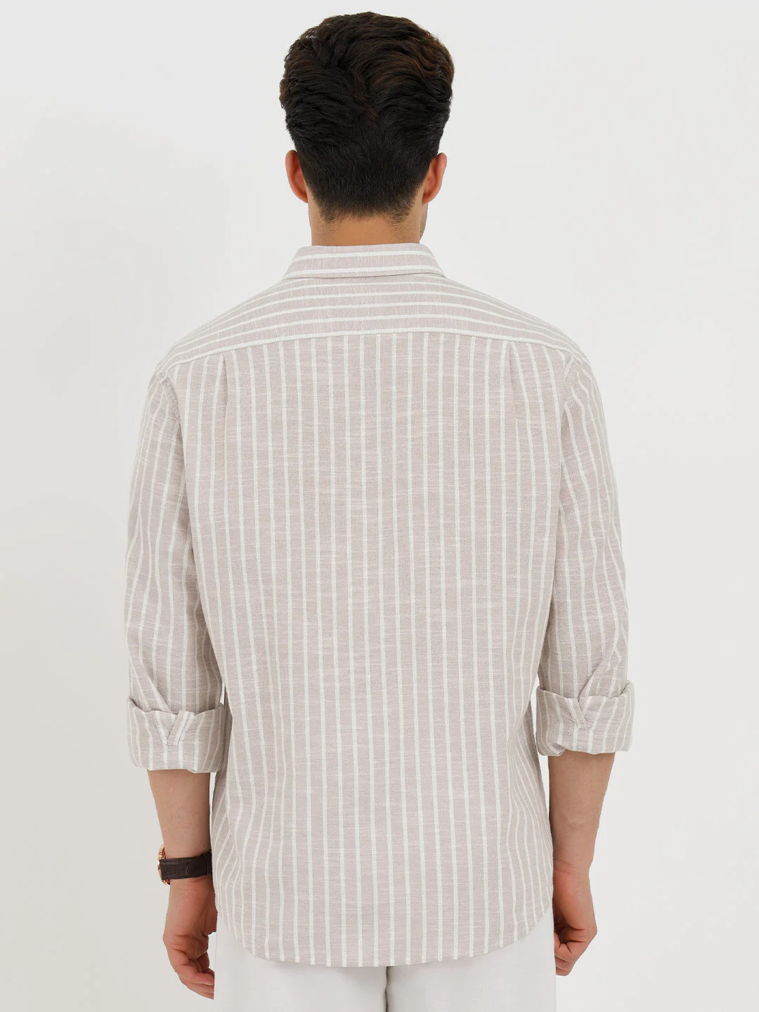 Red Tape Shirts for Men in Sand | Striped Casual Shirt - Image 3