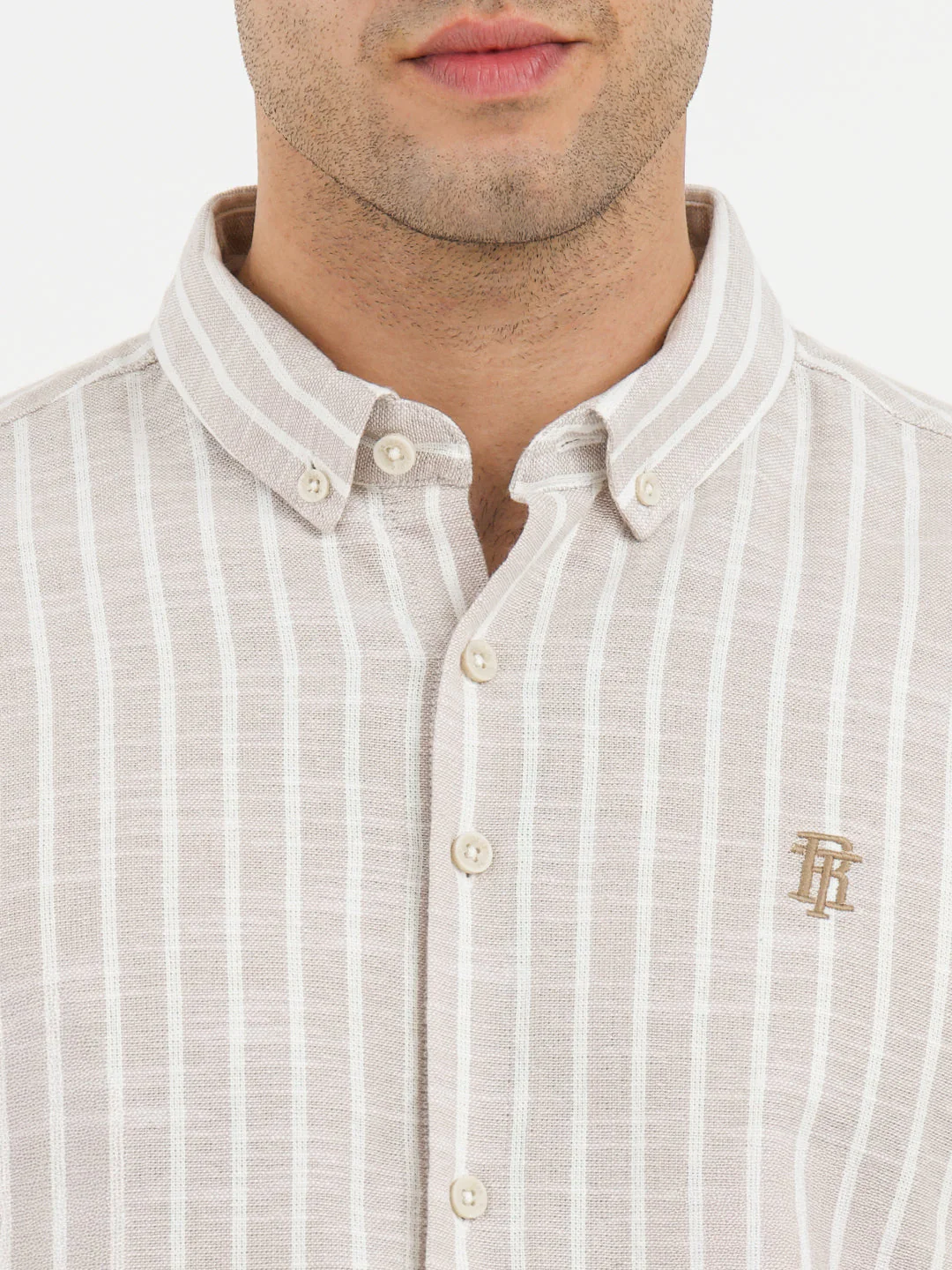 Red Tape Shirts for Men in Sand | Striped Casual Shirt - Image 4