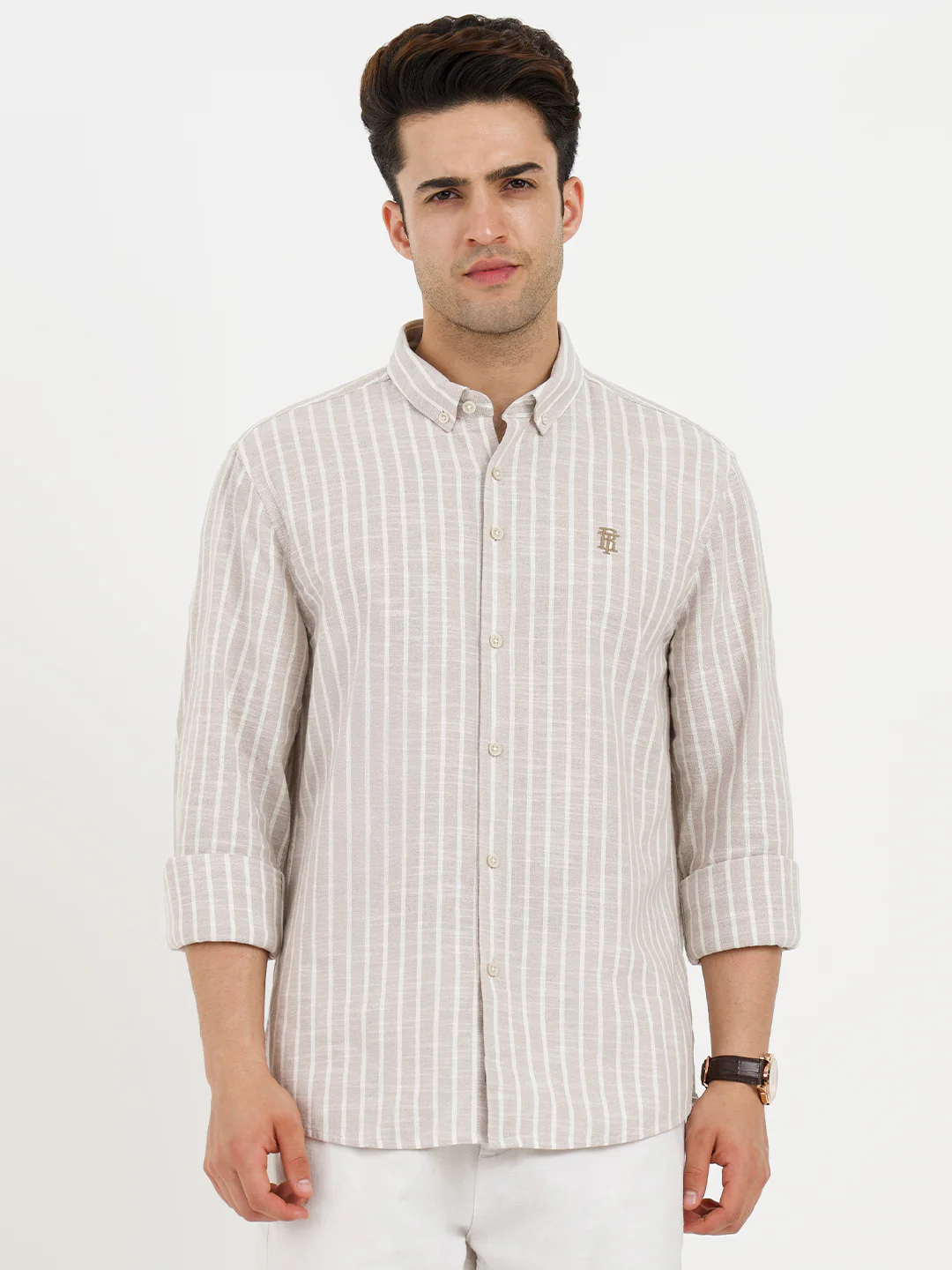 Red Tape Shirts for Men in Sand | Striped Casual Shirt - Image 7