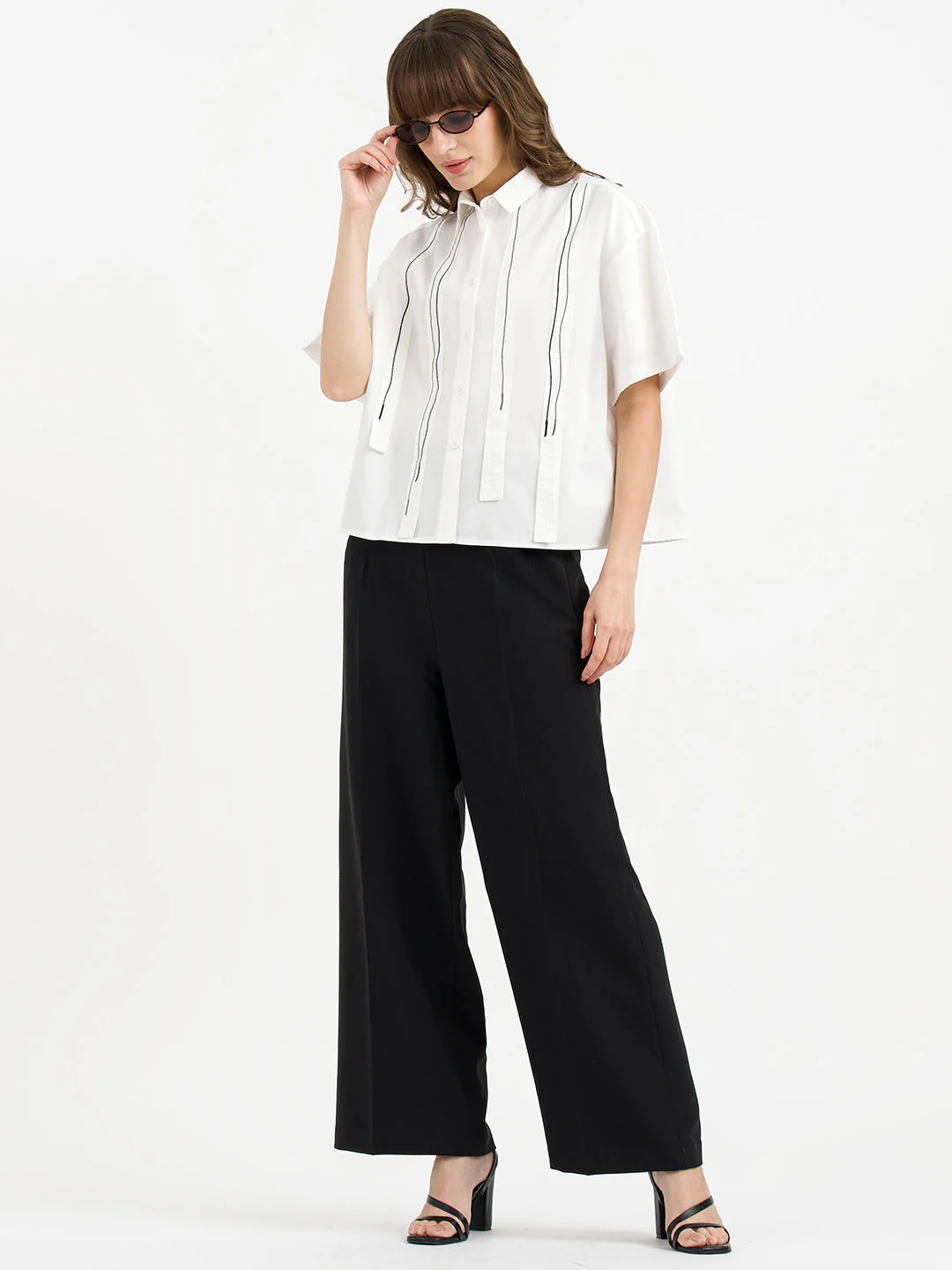 Red Tape Shirts for Women in White | Casual Tassel Shirt - Image 5