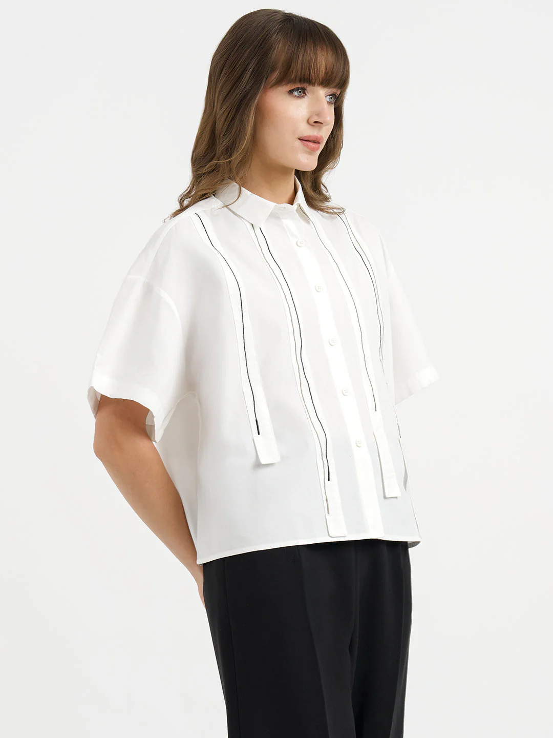 Red Tape Shirts for Women in White | Casual Tassel Shirt - Image 6