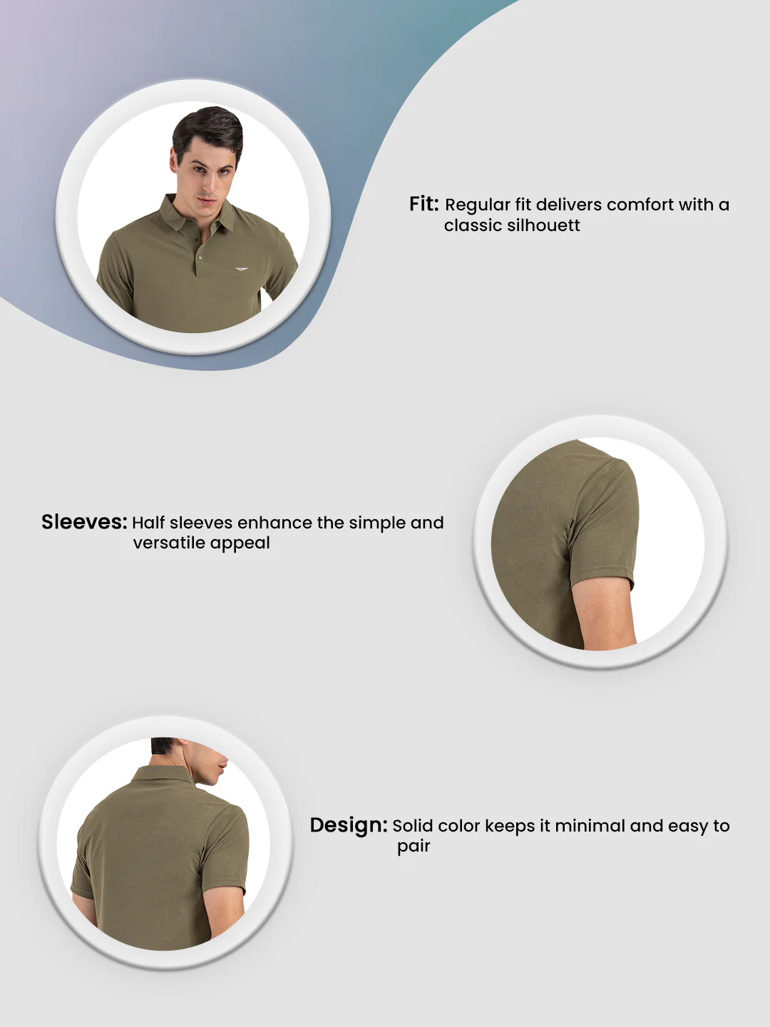 Solid Polo T-Shirt for Men - Image 3