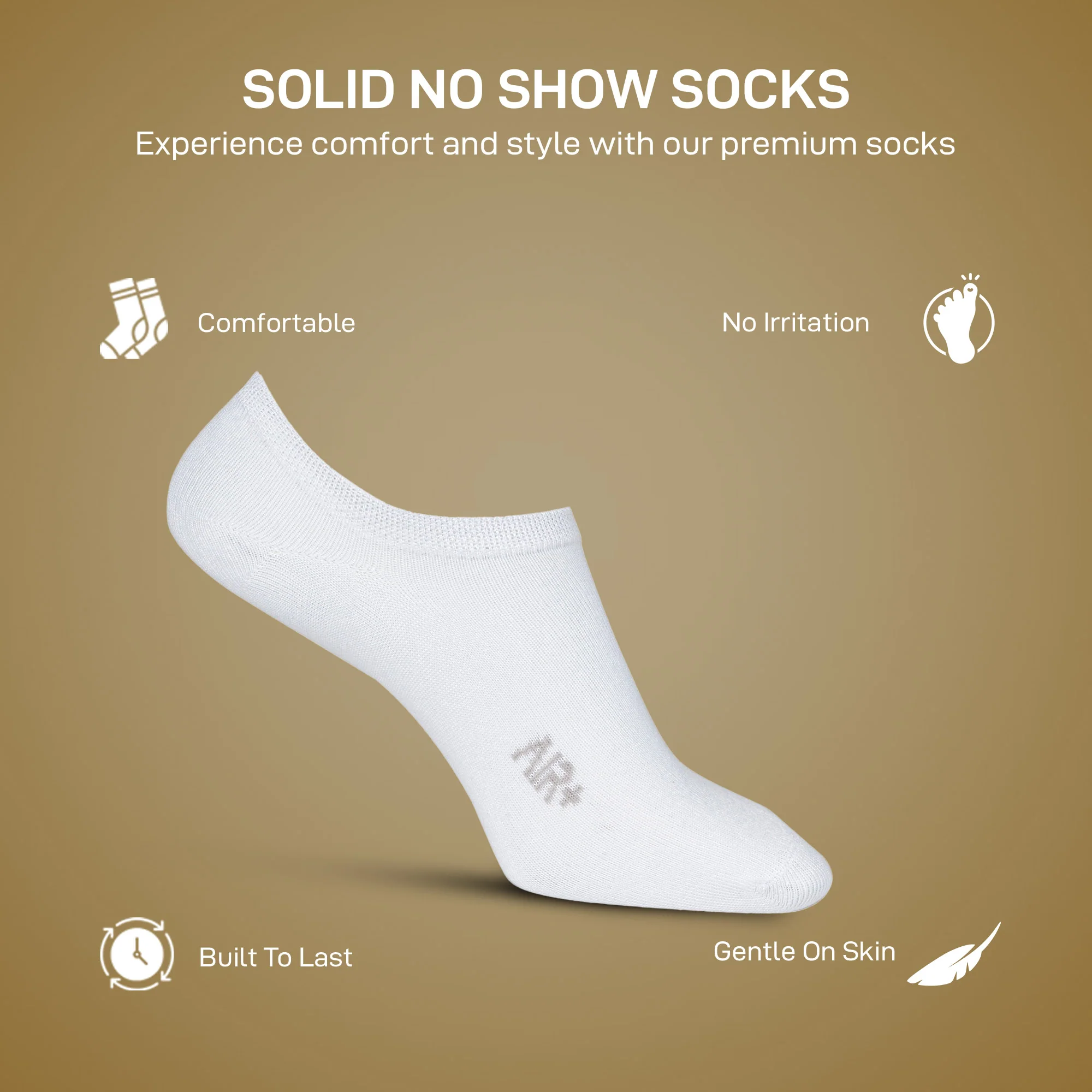 Solid No Show Socks for Men Pack of 3 Pairs - Image 2