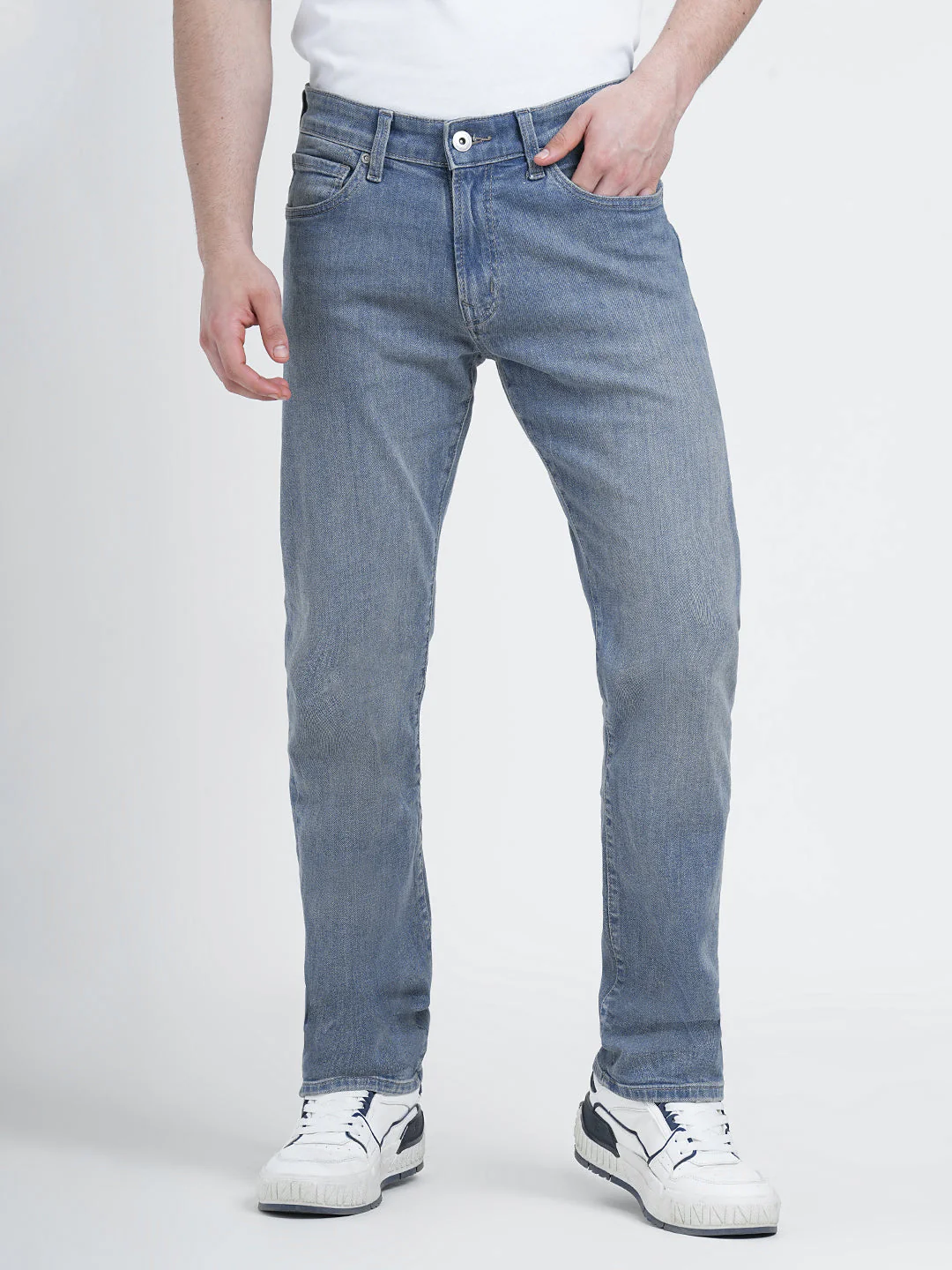 Straight Fit Light Blue Jeans for Men | Effortless Everyday Denim