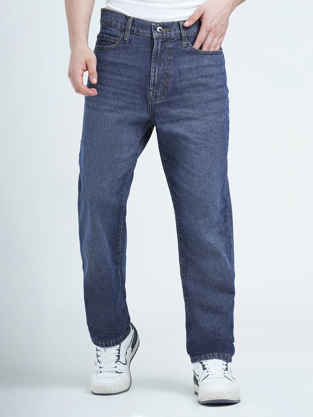 Straight Fit Dark Blue Jeans for Men | Everyday Classic Denim