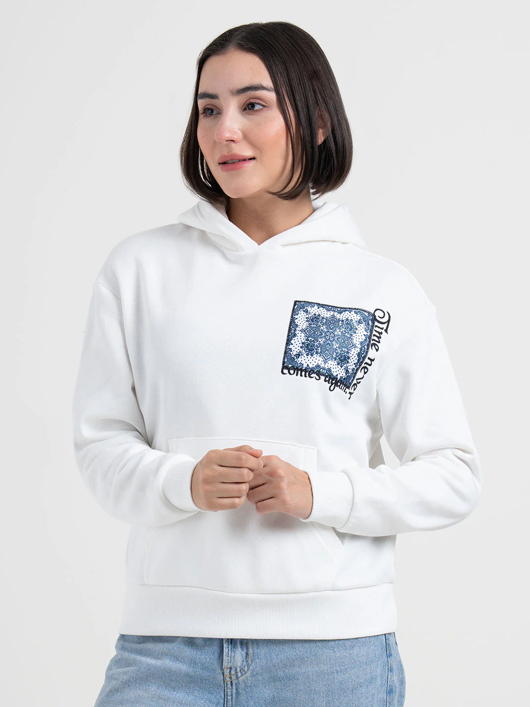 White Graphic Winter Hoodie for Women | Cozy Winter Essential - Image 2