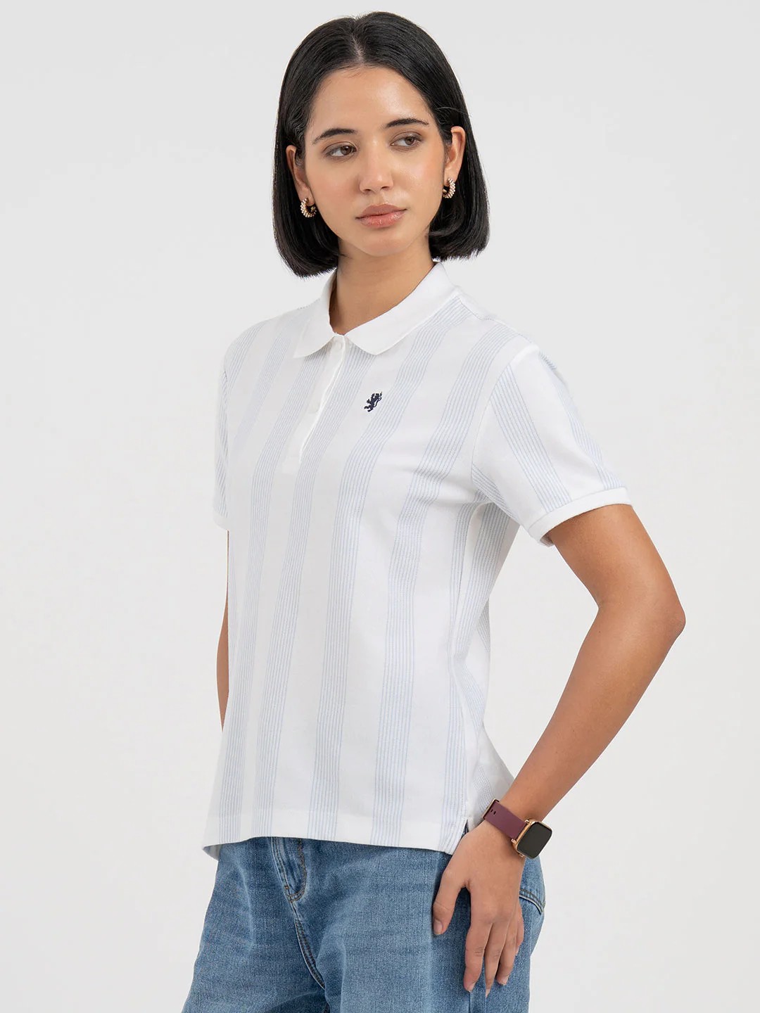 White Polo T-Shirt for Women - Image 2