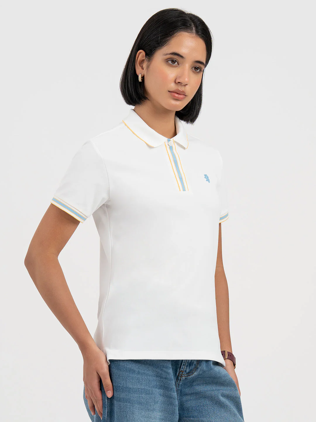 White Polo T-Shirt for Women - Image 2
