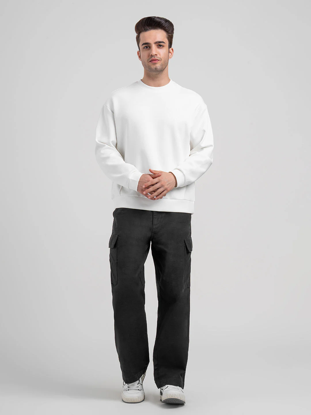 White Winter Baggy Sweatshirt for Men  | Winter-Ready Streetwear Comfort