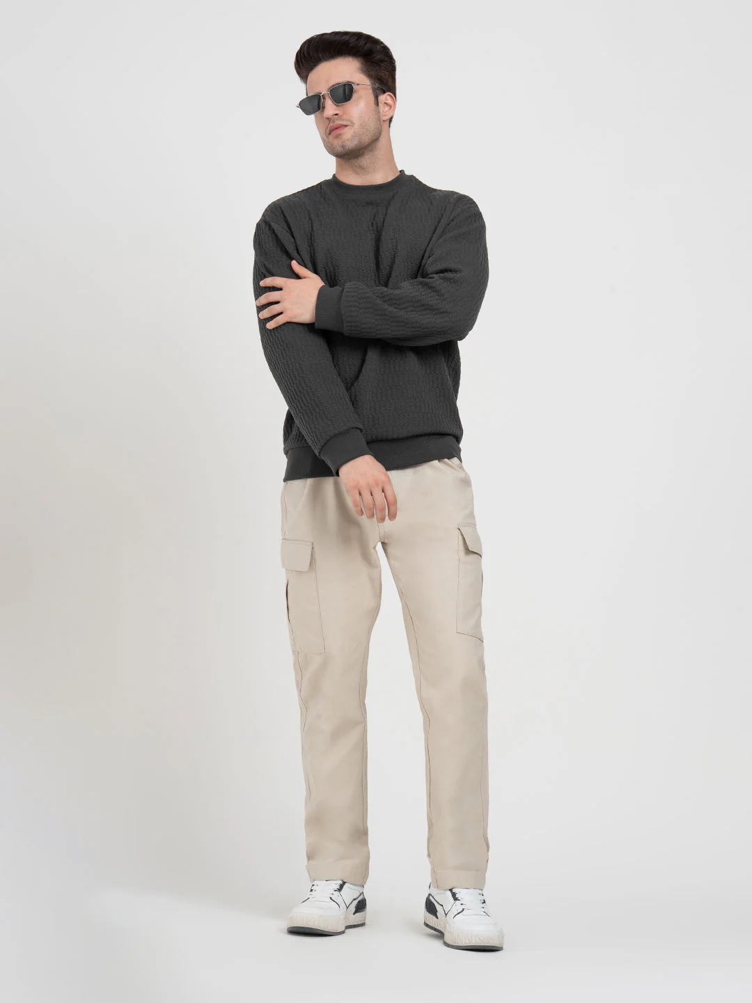 White Winter Baggy Sweatshirt for Men  | Winter Graphic Essential