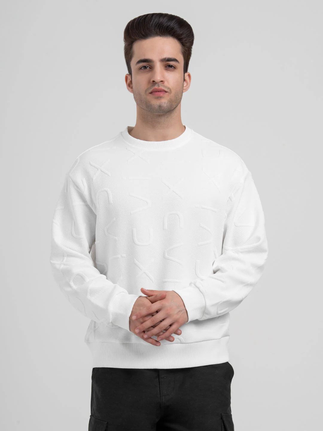 White Winter Graphic Sweatshirt for Men  | Winter-Ready Streetwear Comfort - Image 3