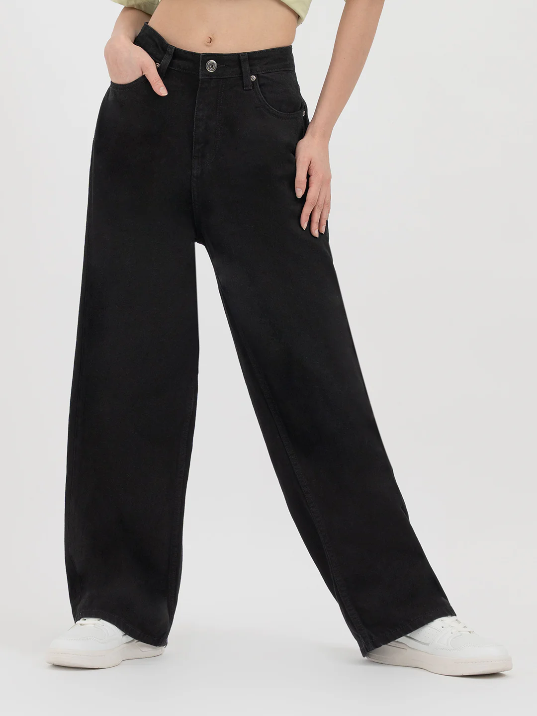 Women’s Jet Black Baggy Jeans - Image 3