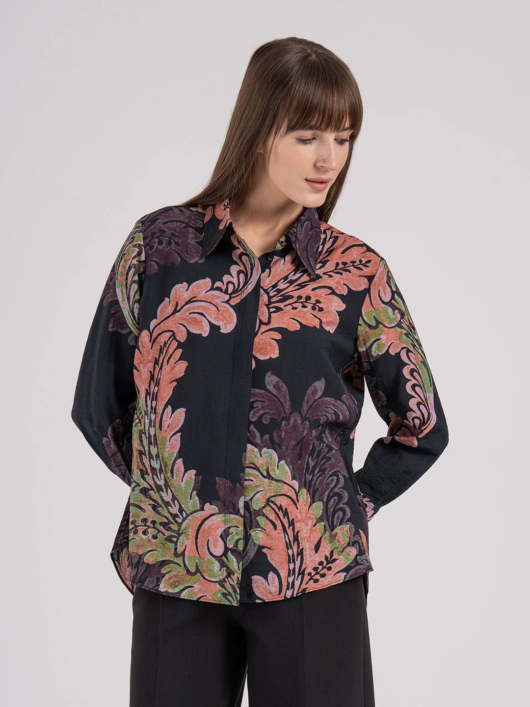Women's Tropical Print Full Sleeve Shirt