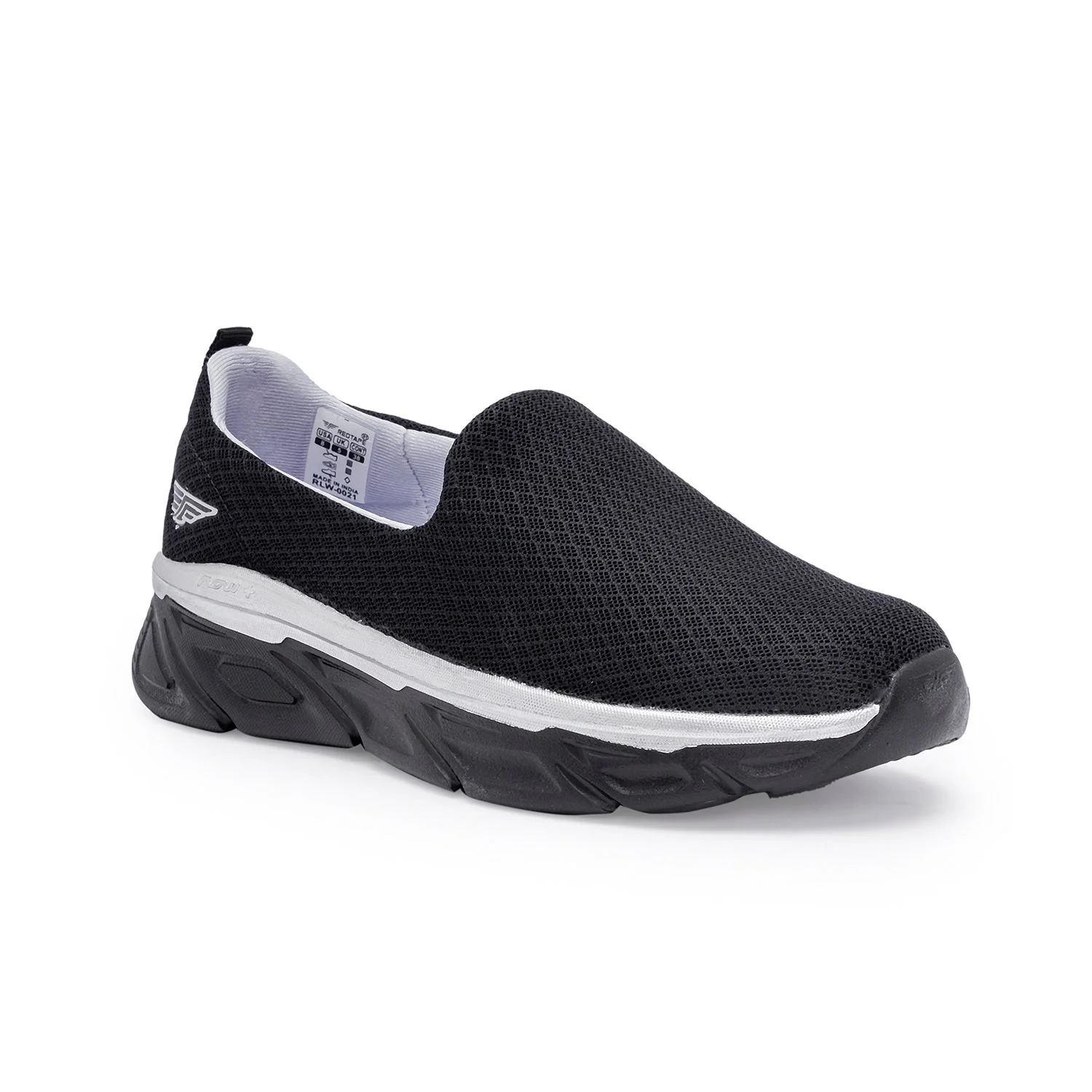 Women's Black Walking Slip-On Shoes for Lightweight Comfort