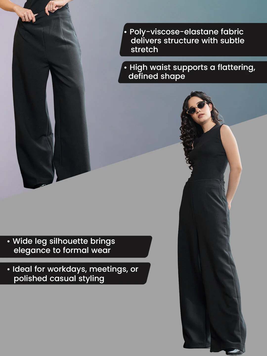 Women’s High Waist Wide Leg Trouser - Image 3