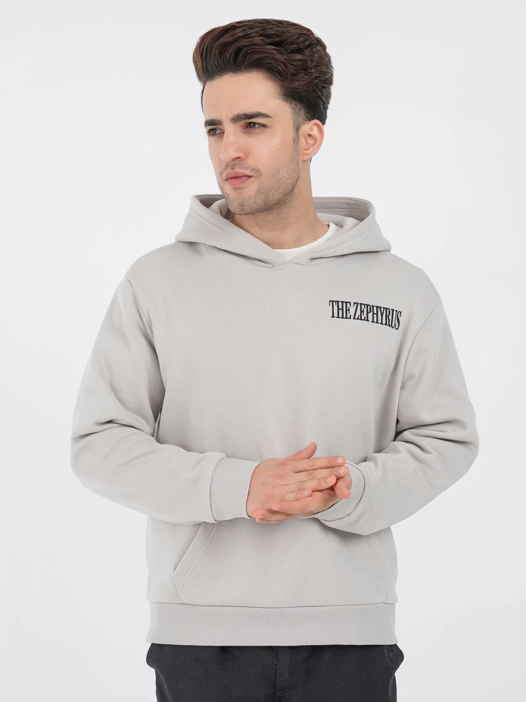 Ice Grey Graphic Hoodie for Men | Everyday Comfort