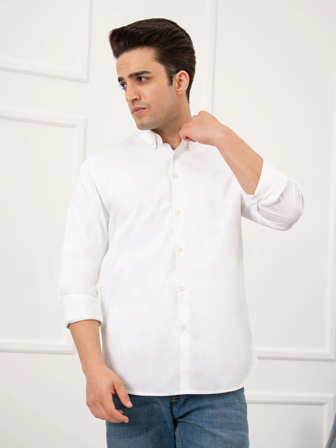 Mens Full Sleeve Solid Poplin Shirt - Image 2