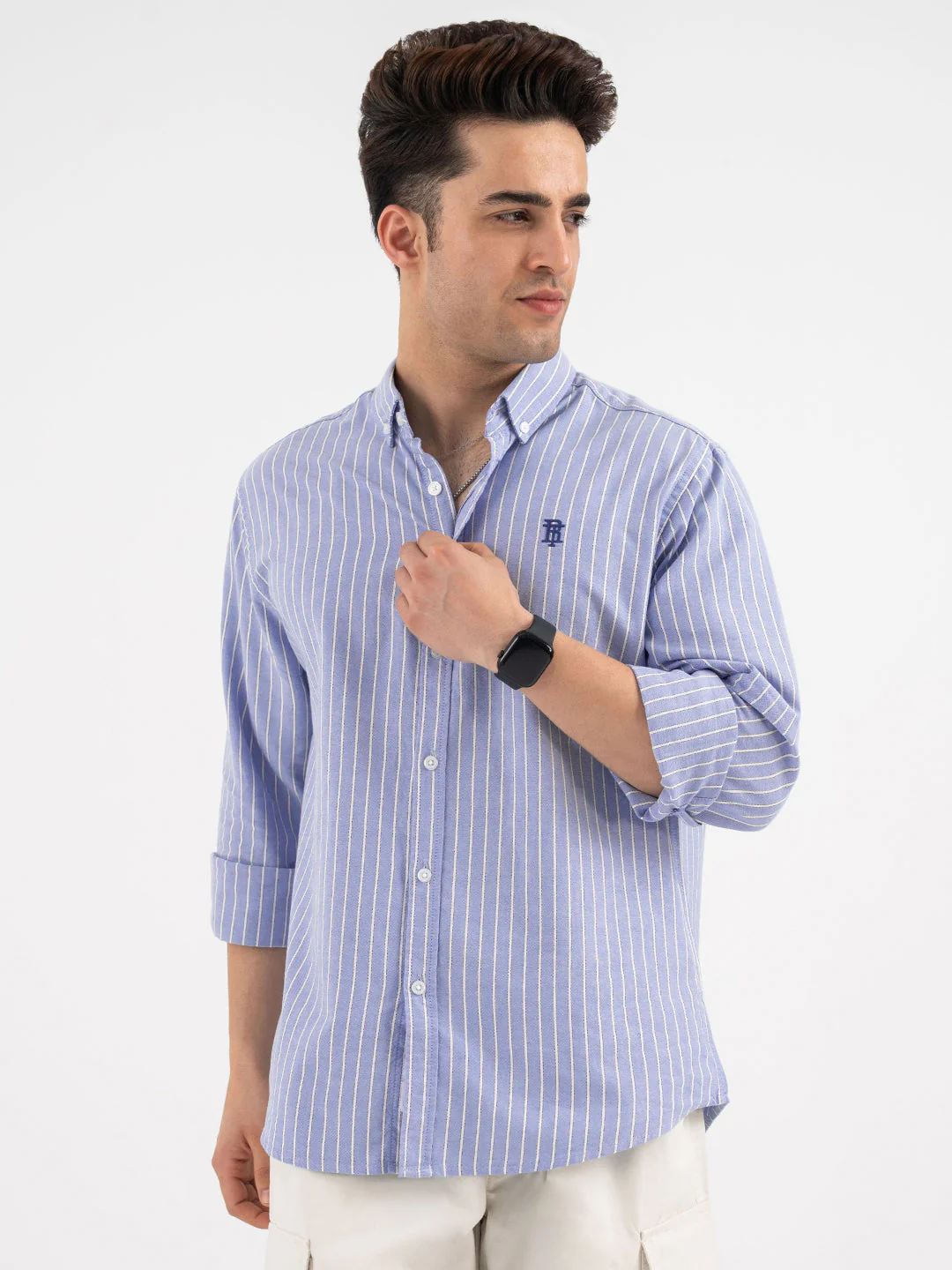 Red Tape Striped Blue Shirt for Men