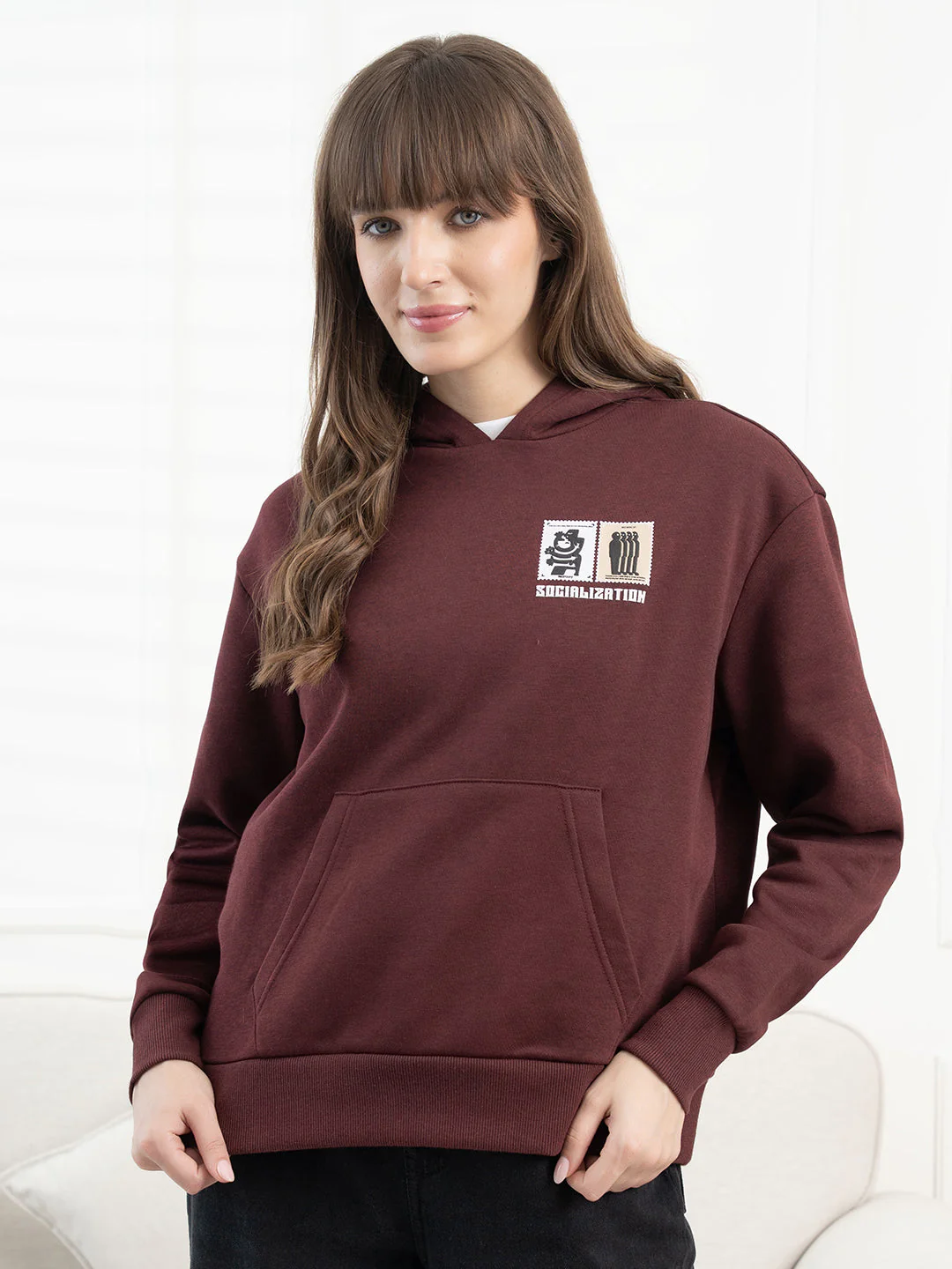 Women’s Dark Maroon Hoodie - Image 7